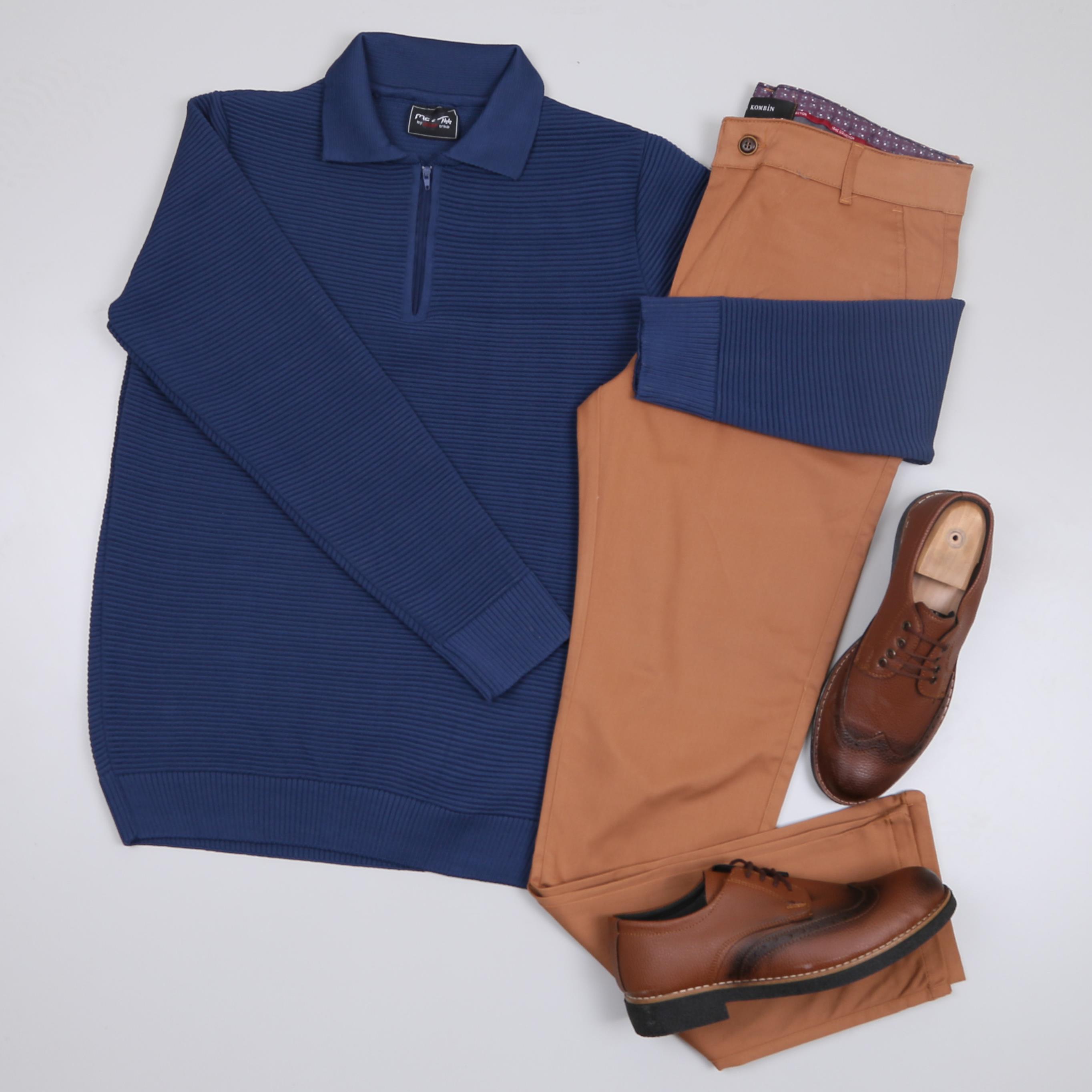 Lacivert triko Kazak Taba kumaş Pantolon