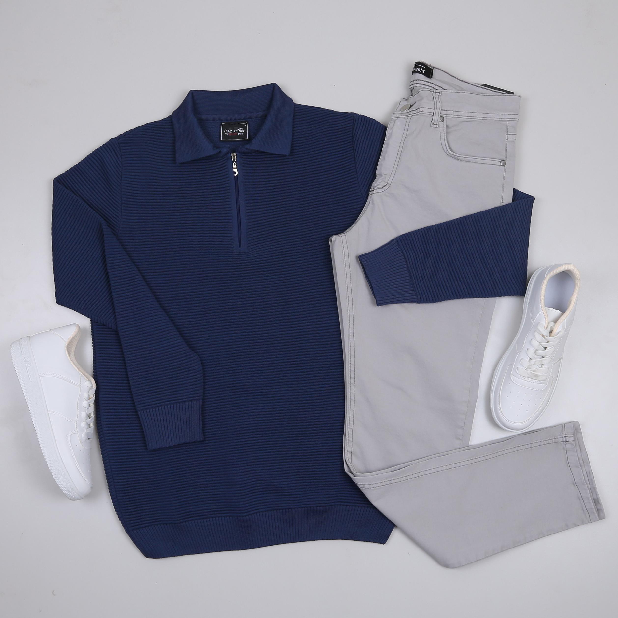 lacivert  triko polo yaka kombini