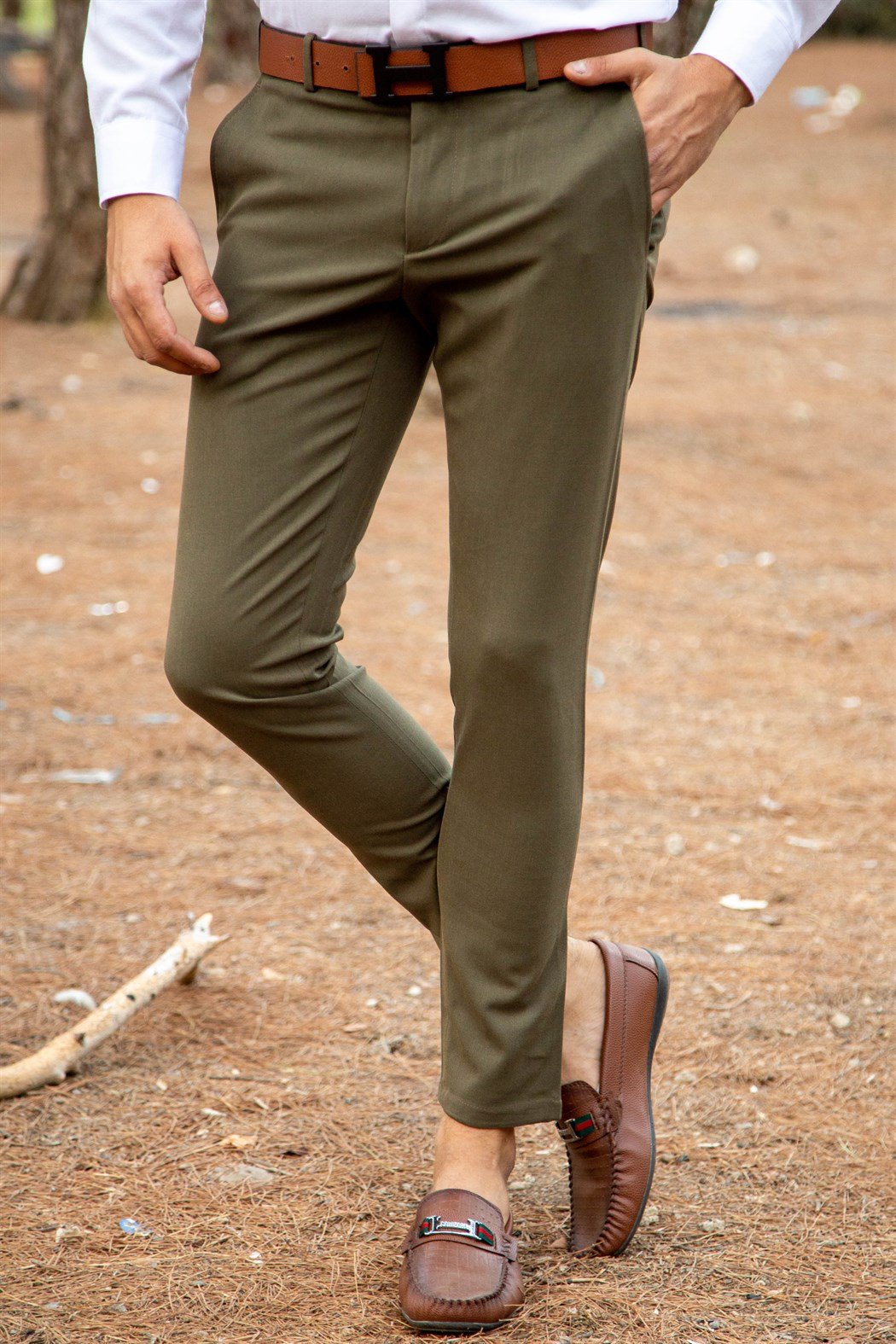 Зелен Класически Панталон от Ликра