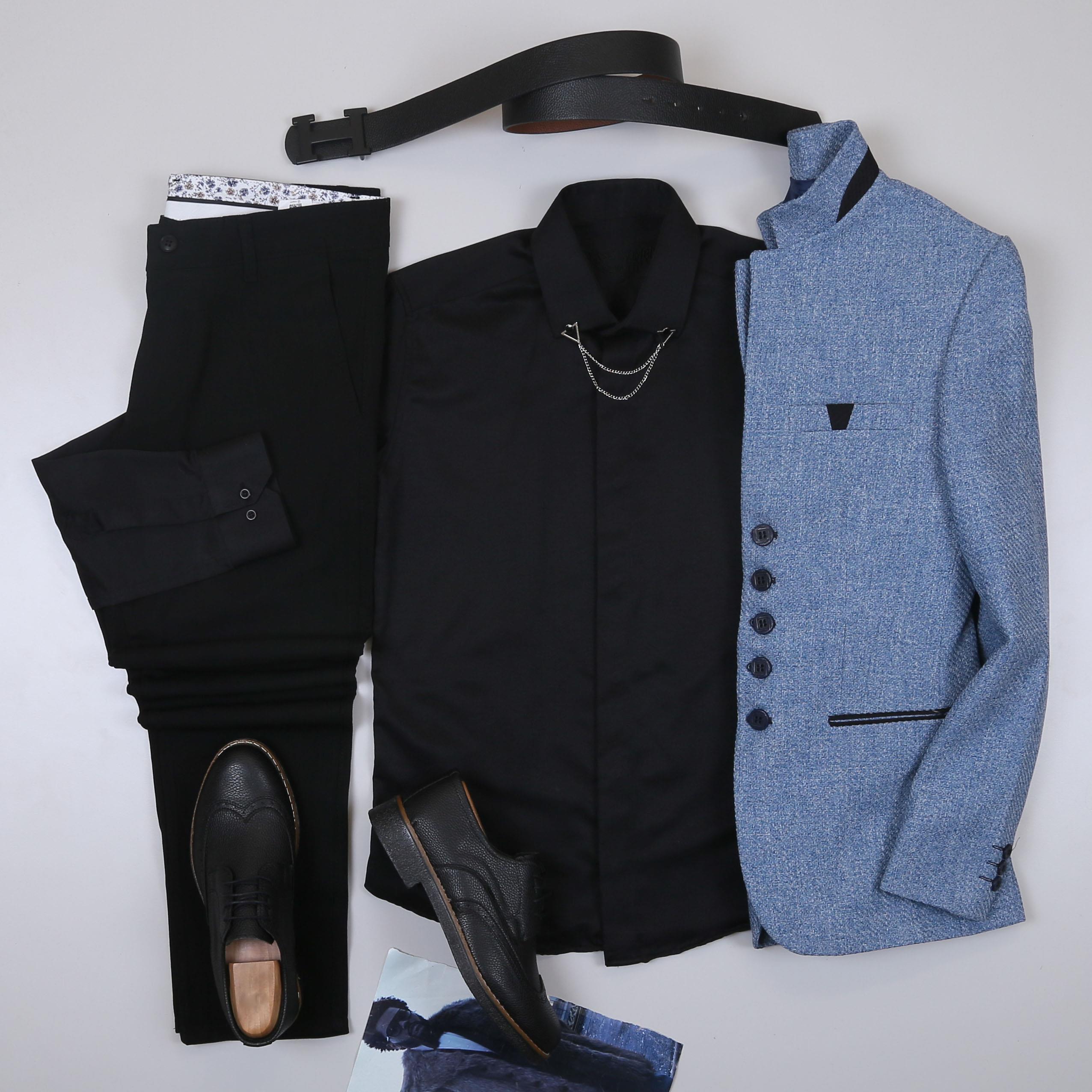 Mavi Dik Yaka Blazer Ceket Kombini