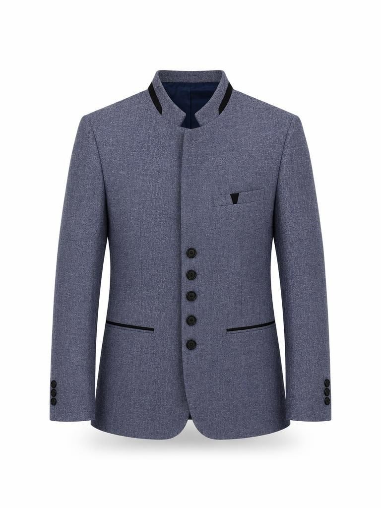 Mavi Dik Yaka Tek Ceket