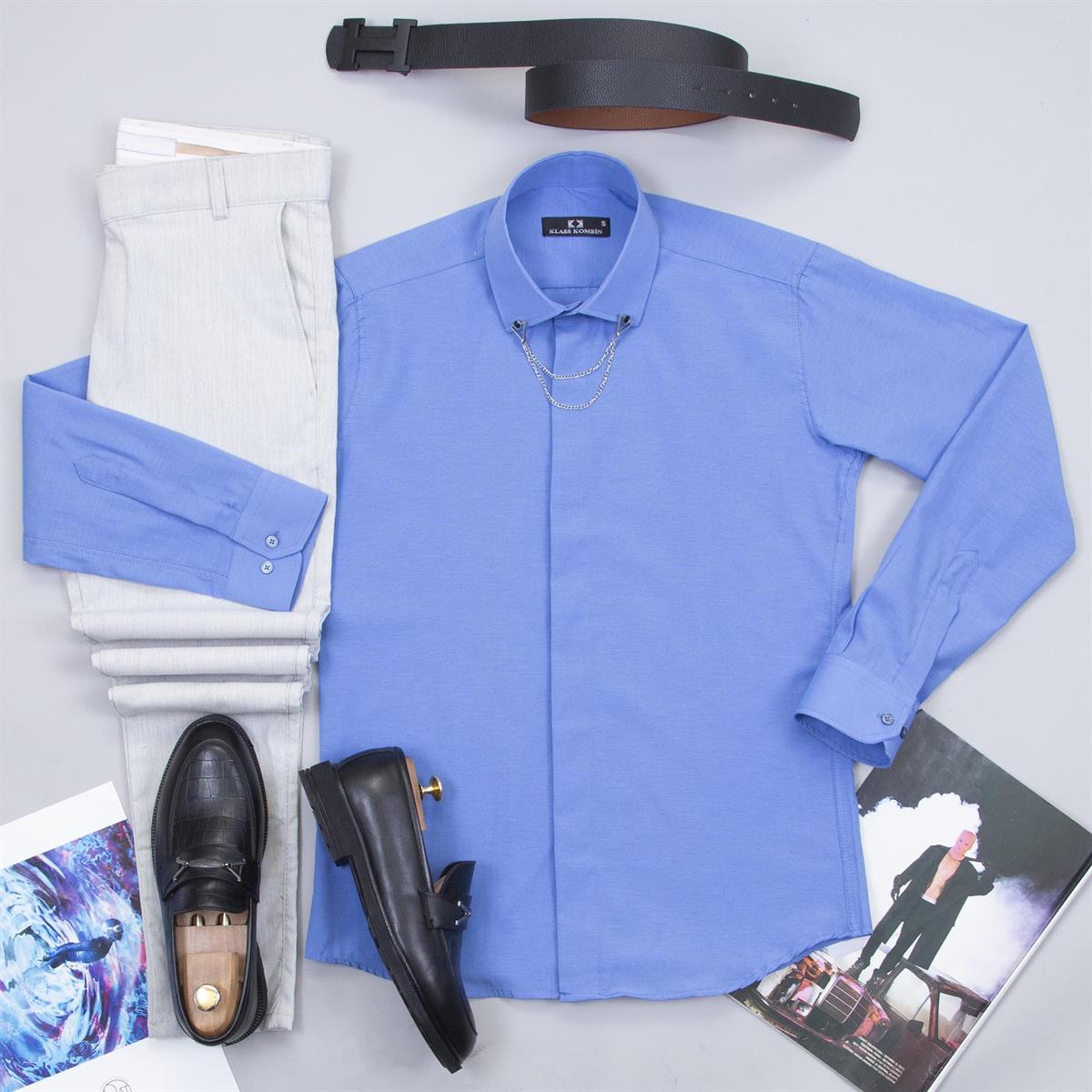 Somon Gömlek Pantolon Ayakkabı Kombin