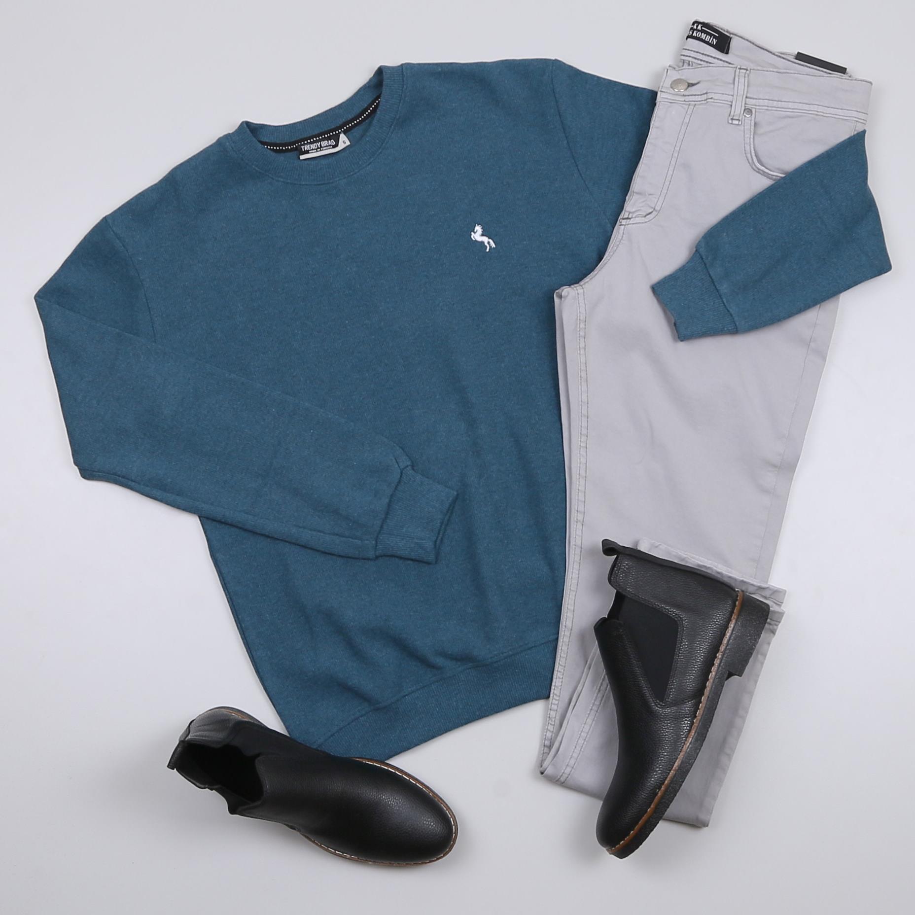 Mavi Kazak Kot Pantolon Bot Kombini