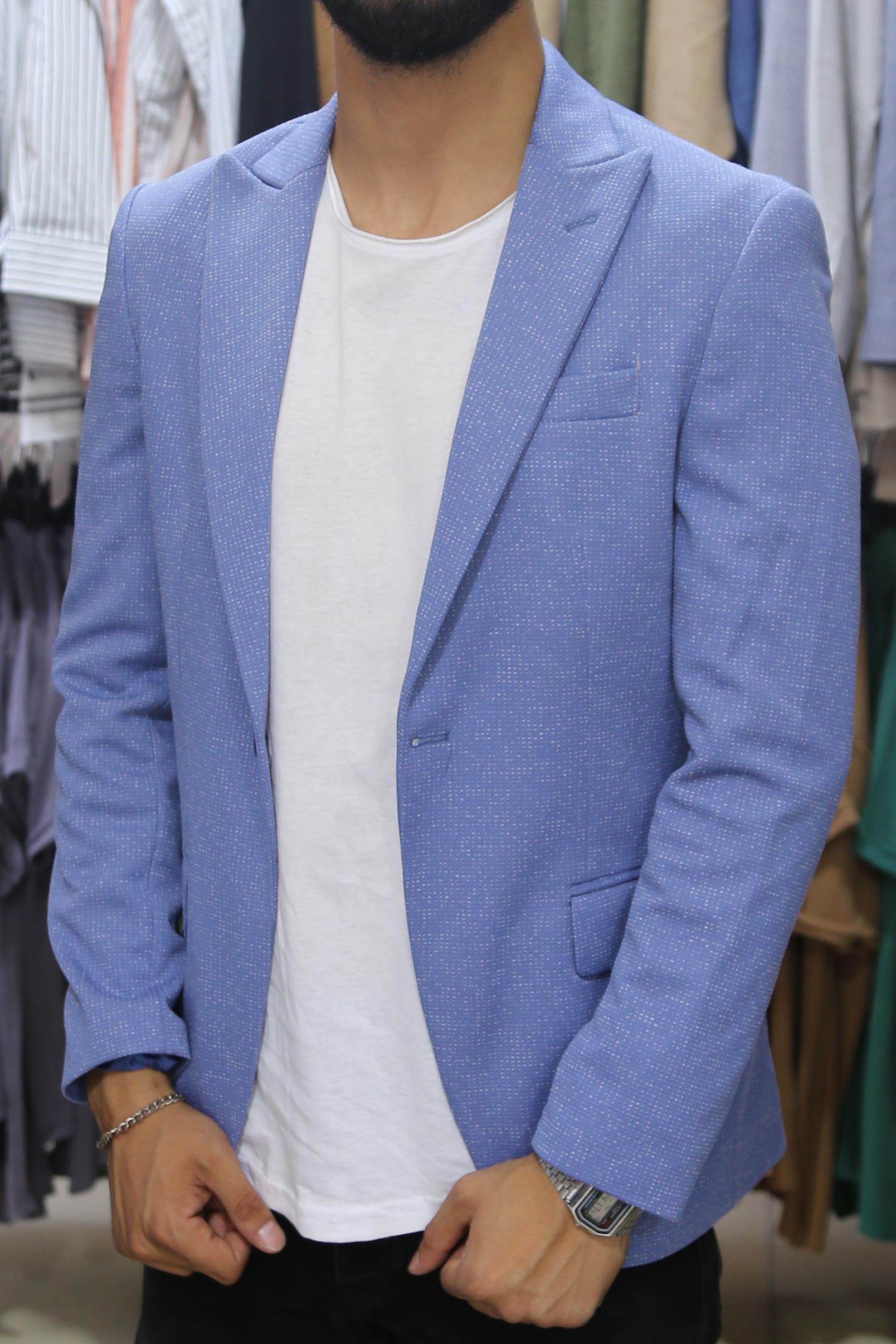 Mavi Kırçıllı Blazer Ceket