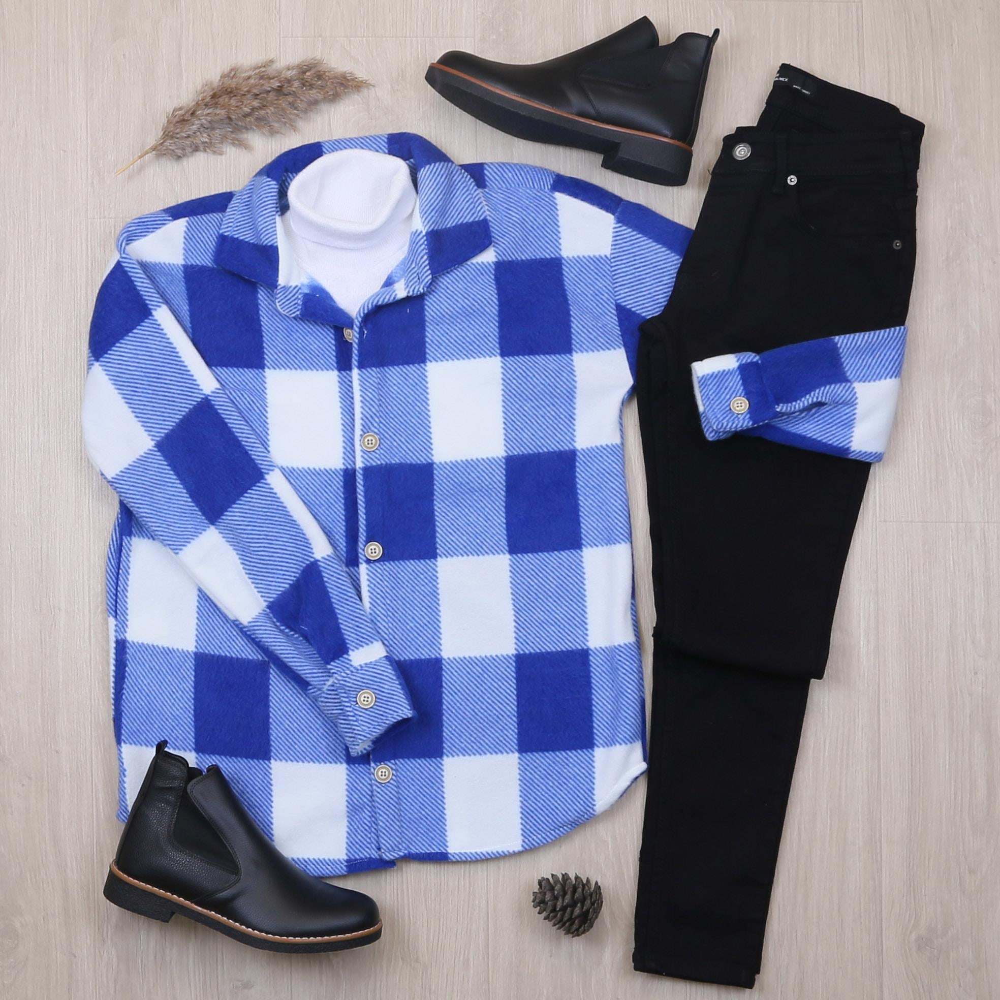 Mavi Polar Gömlek Body Pantolon Bot Kombin