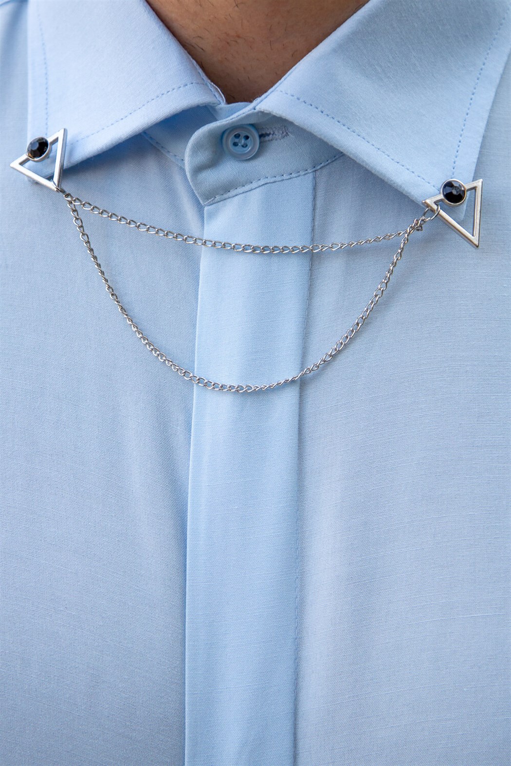 Önü Patlı İndigo Klasik Gömlek · 4