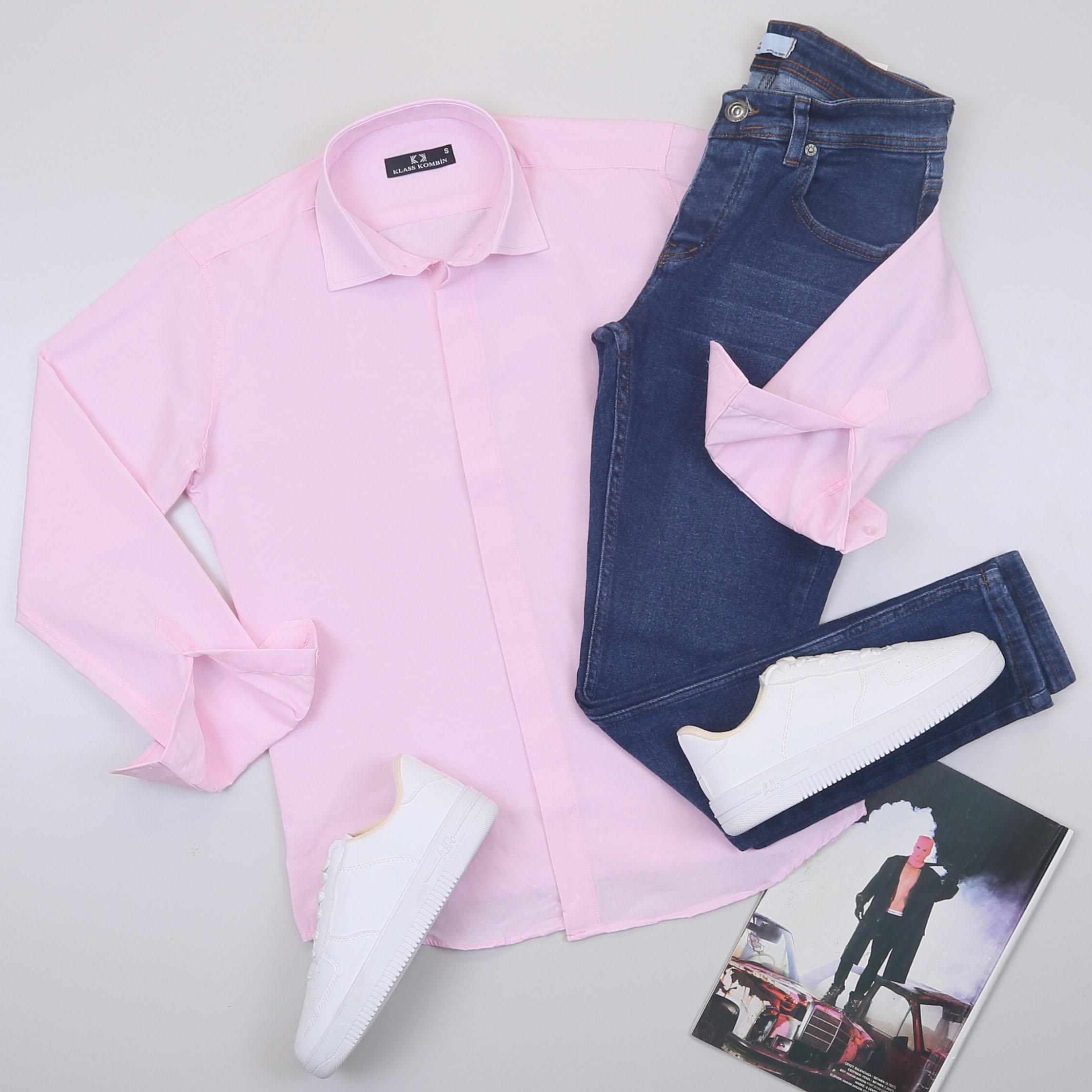 Pembe Gömlek Pantolon Ayakkabı Kombin
