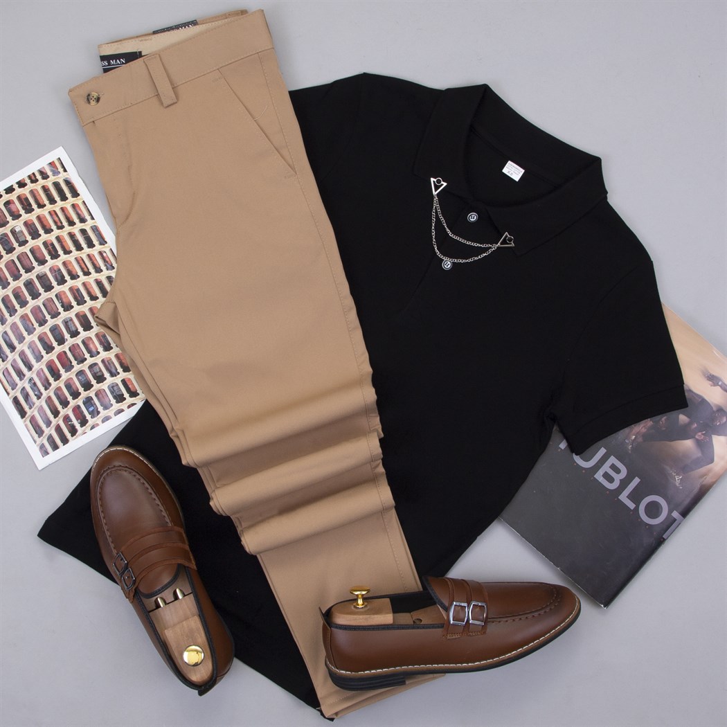 Polo Yaka Tişört Pantolon Ayakkabı Kombin