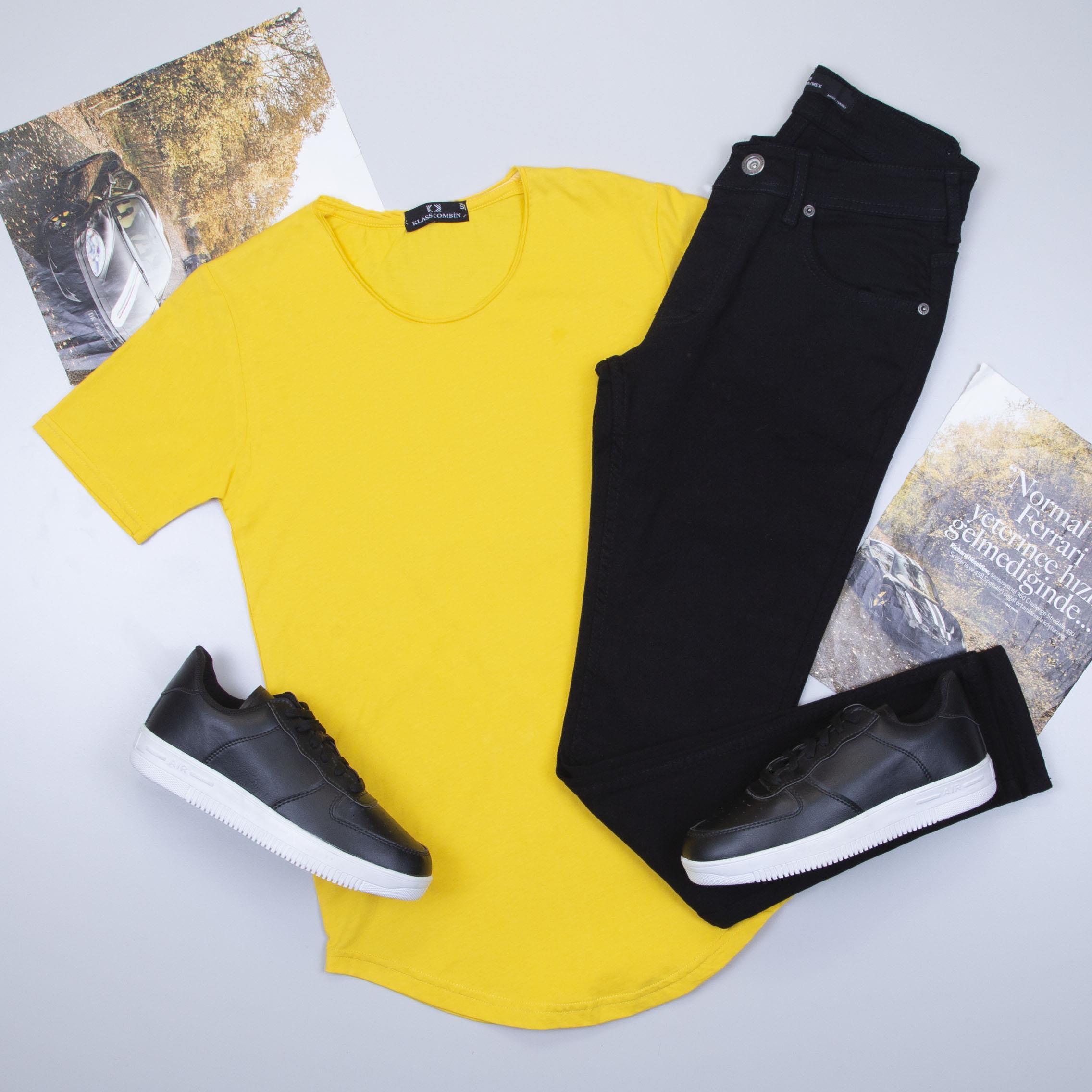 Sarı Basic Tişört Pantolon Ayakkabı Kombin