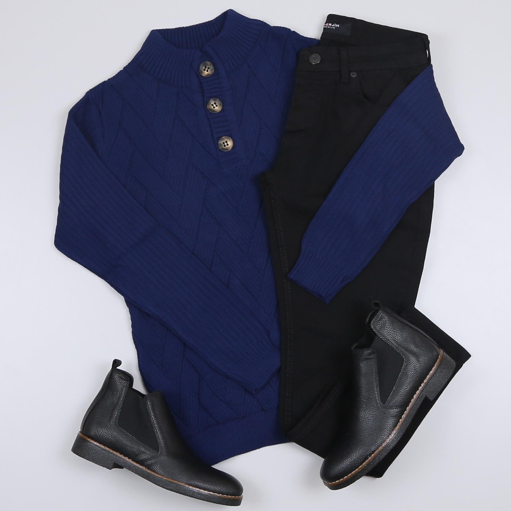 Sax Mavi Triko Kazak Kot Pantolon Bot Kombini