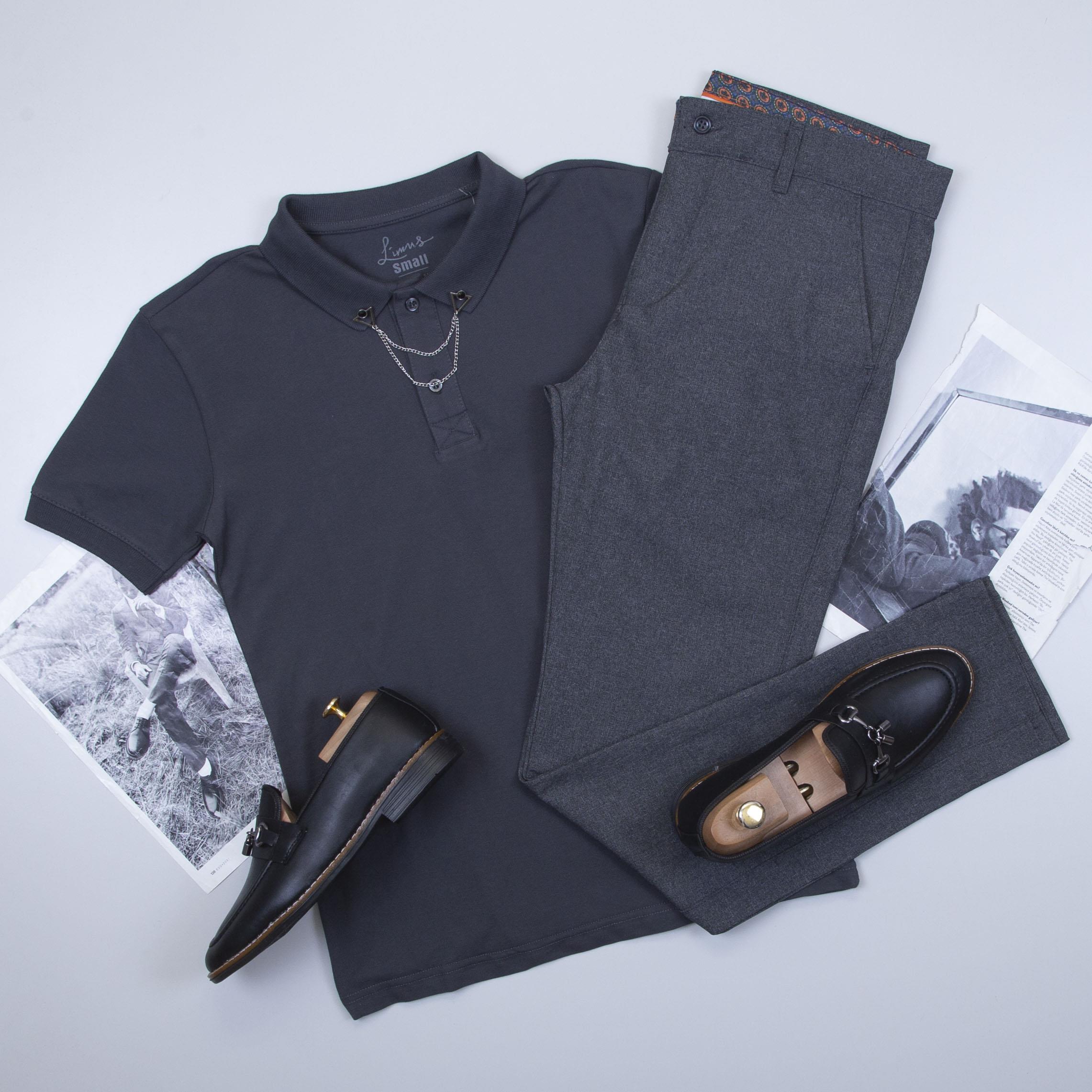 Şık Füme Polo Yaka Tişört Kombini