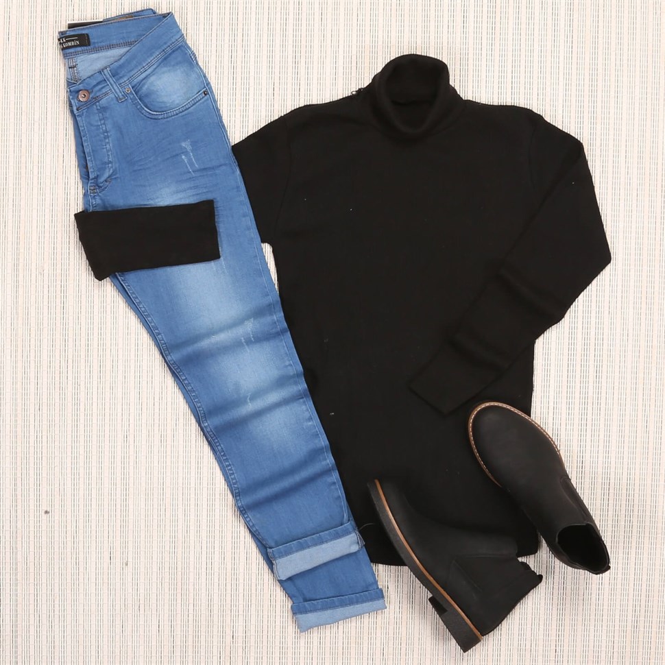 Siyah Balıkçı Kombin