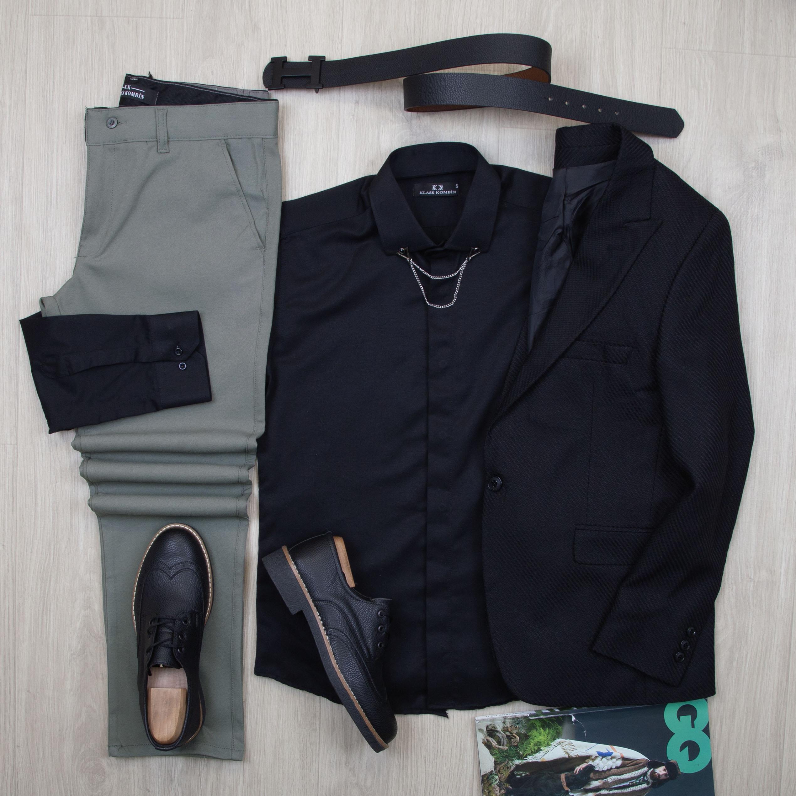 Siyah Blazer Ceket Gömlek Pantolon Ayakkabı Kombin