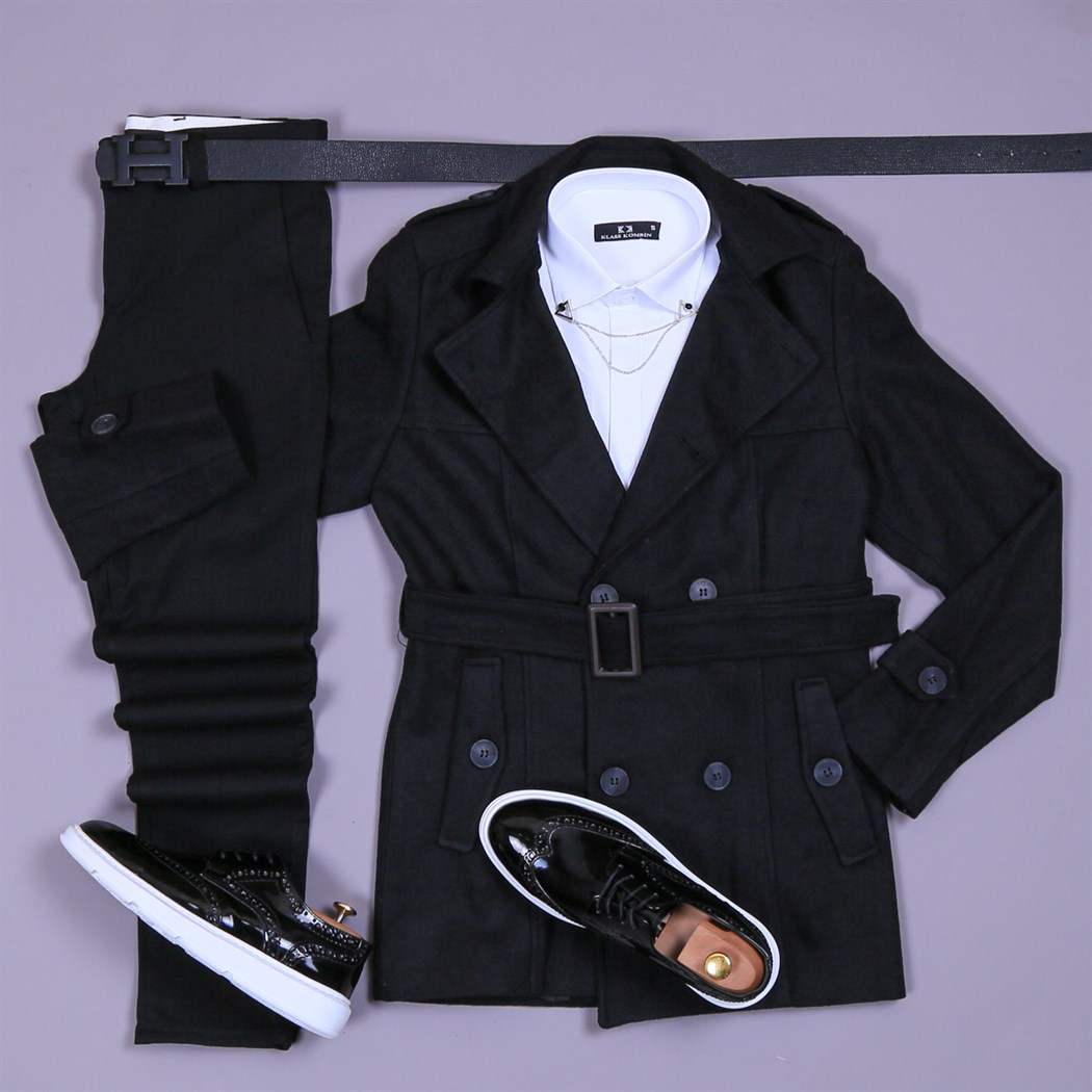 Siyah Ceket Bot Pantolon Kazak kombini