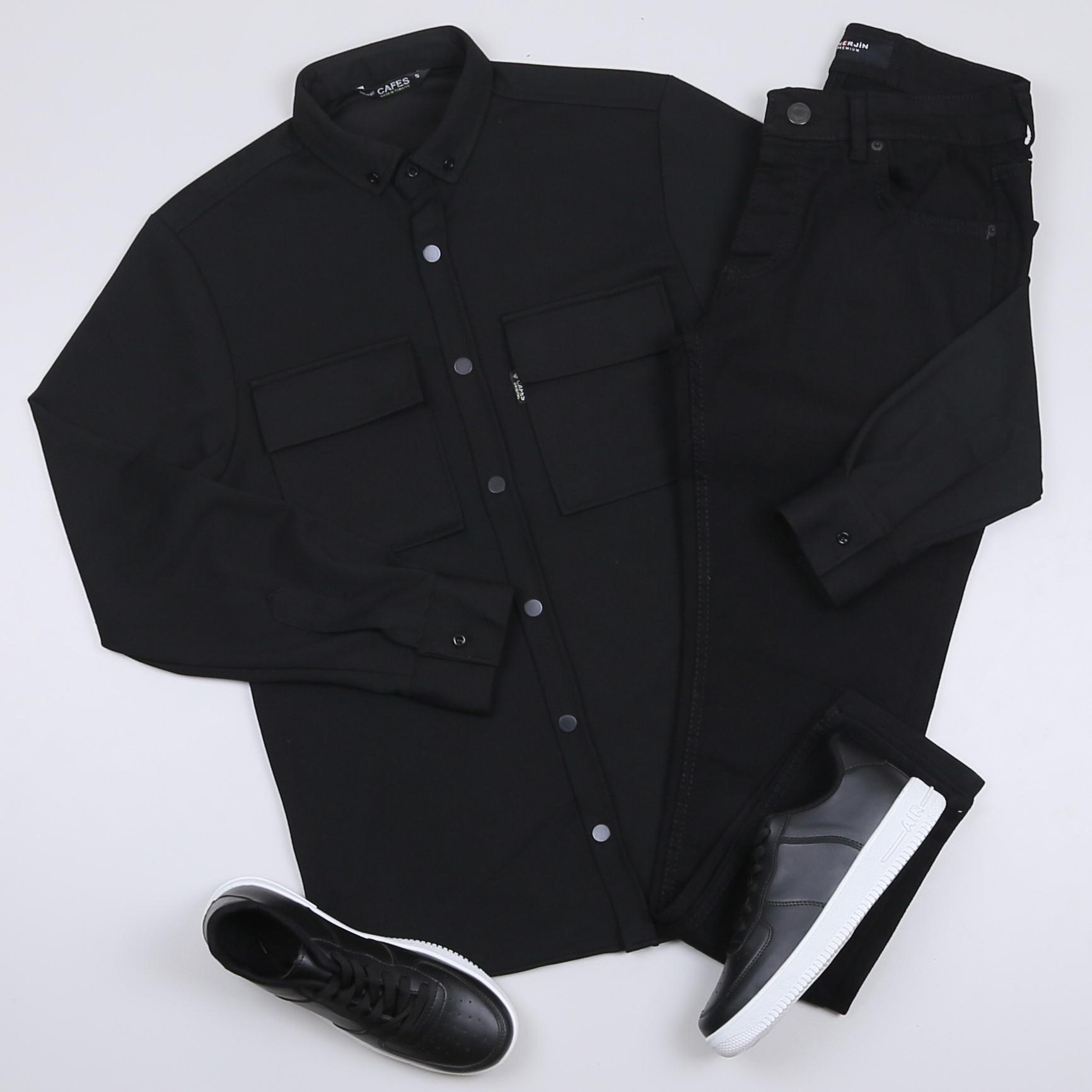 Siyah Cepli Gömlek Pantolon Ayakkabı Kombini