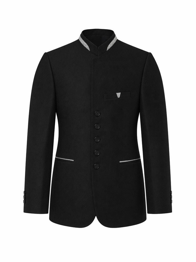 Siyah Dik YakaTek Ceket