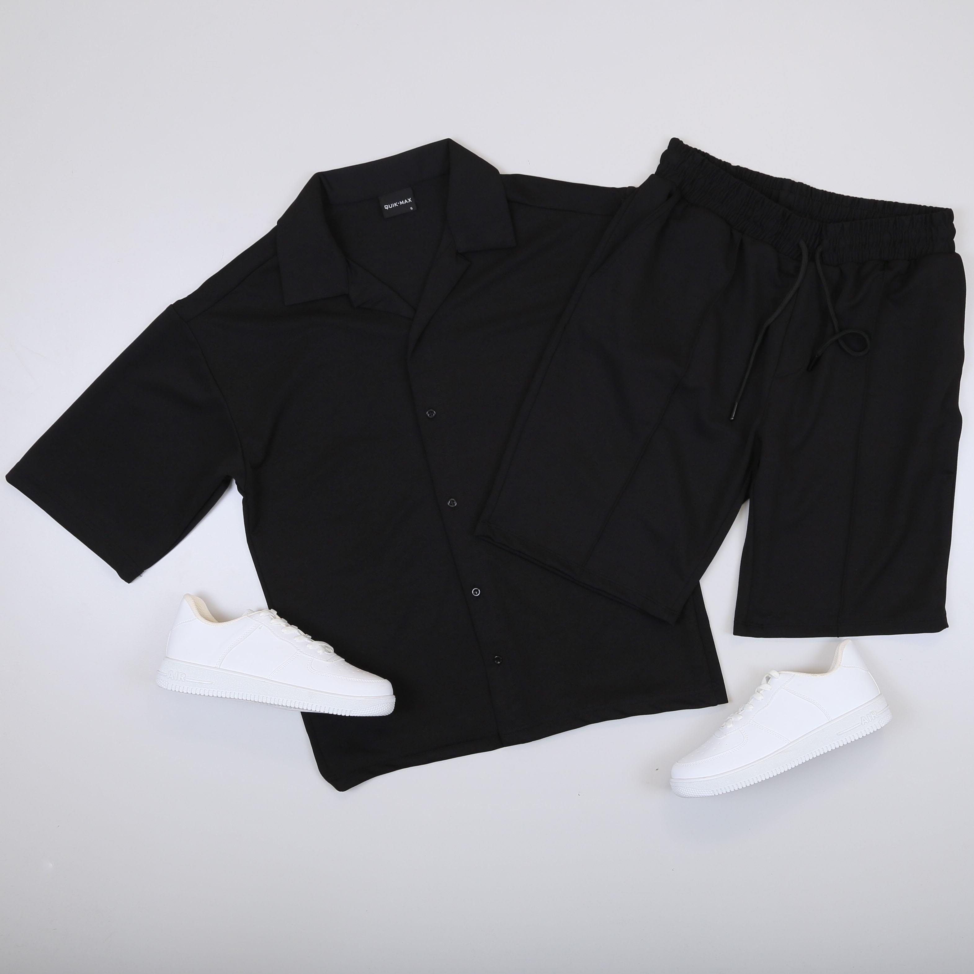 Siyah Gömlek Şort  Ayakkabı Kombin