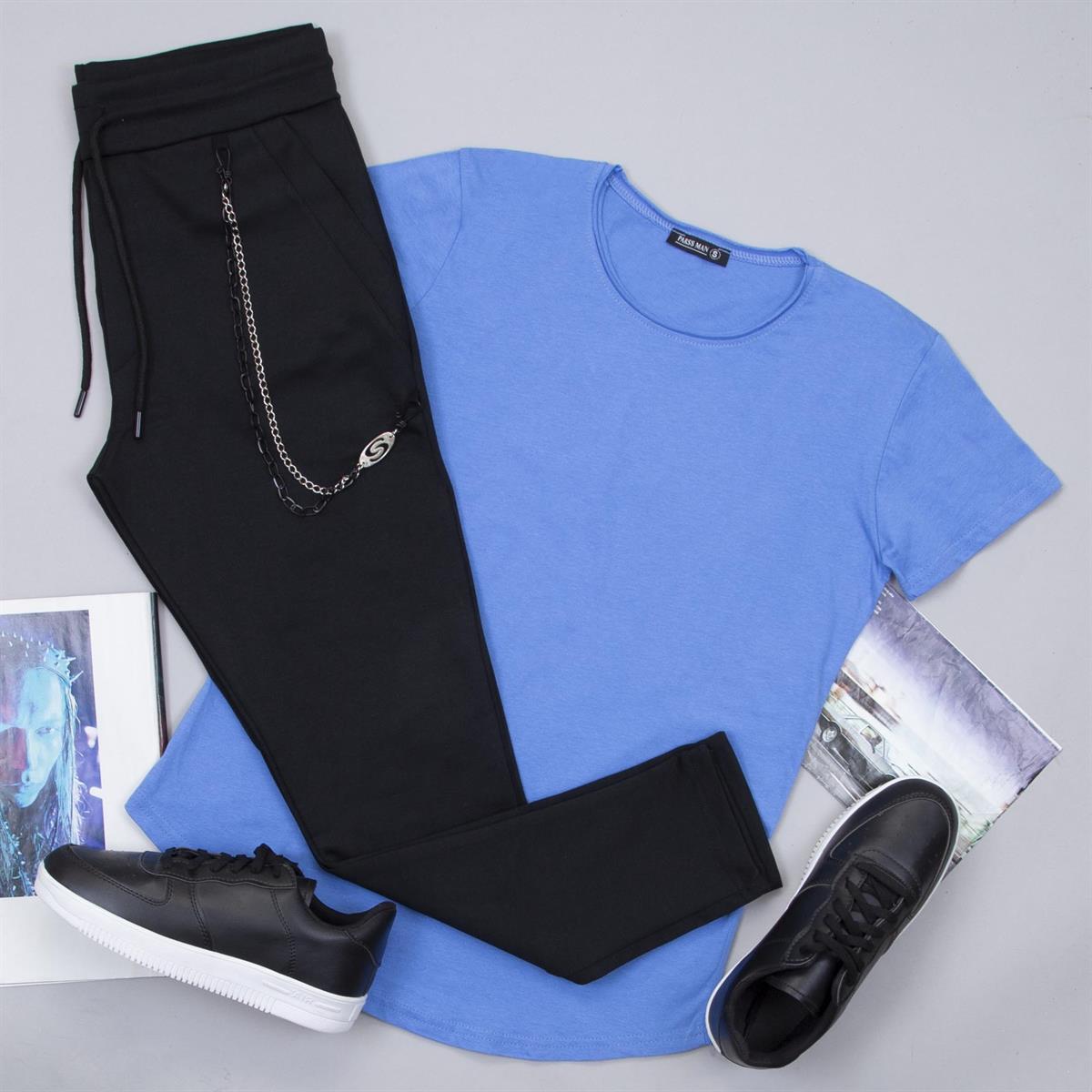 Siyah Jogger Pantolon Tişört Ayakkabı Kombin