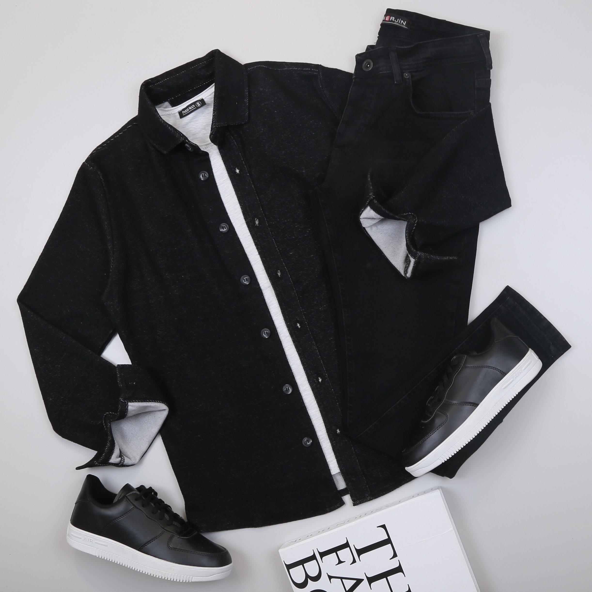 Siyah Kaşe Gömlek Tişört Pantolon Ayakkabı Kombin