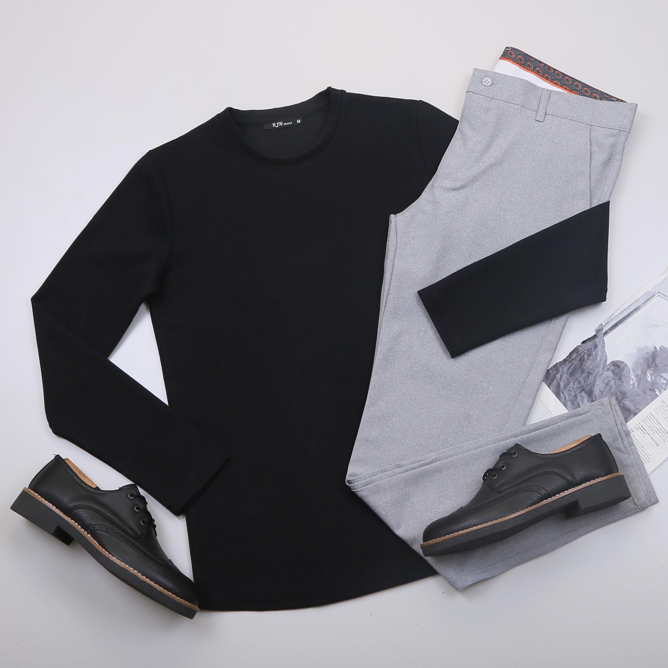 Siyah Kazak Pantolon Ayakkabı Kombin