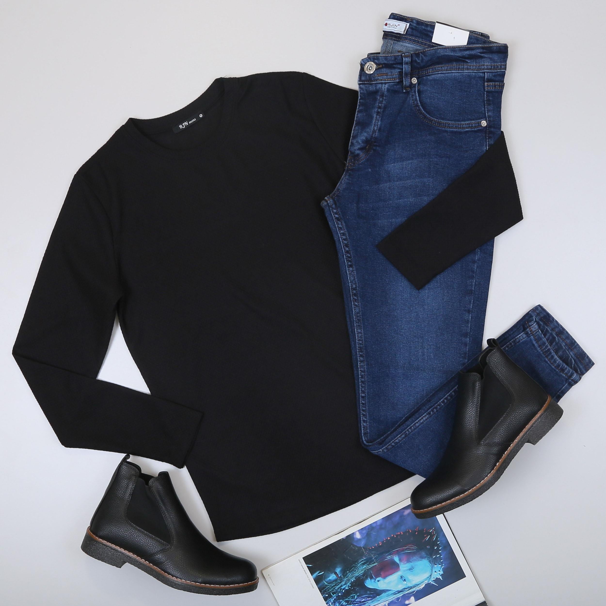 Siyah Kazak Pantolon Bot Kombin