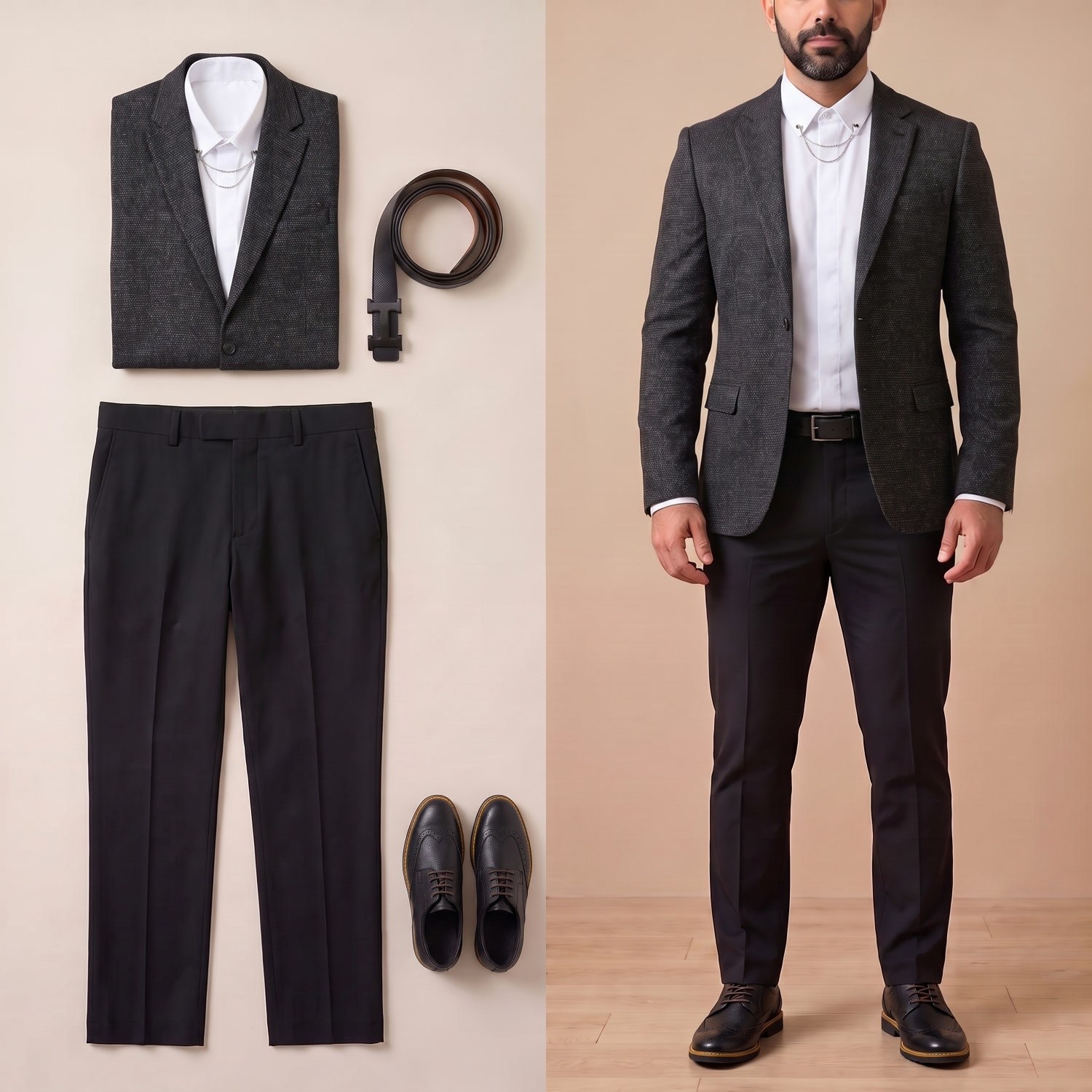 Siyah Kırçıllı Blazer Ceket Kombini