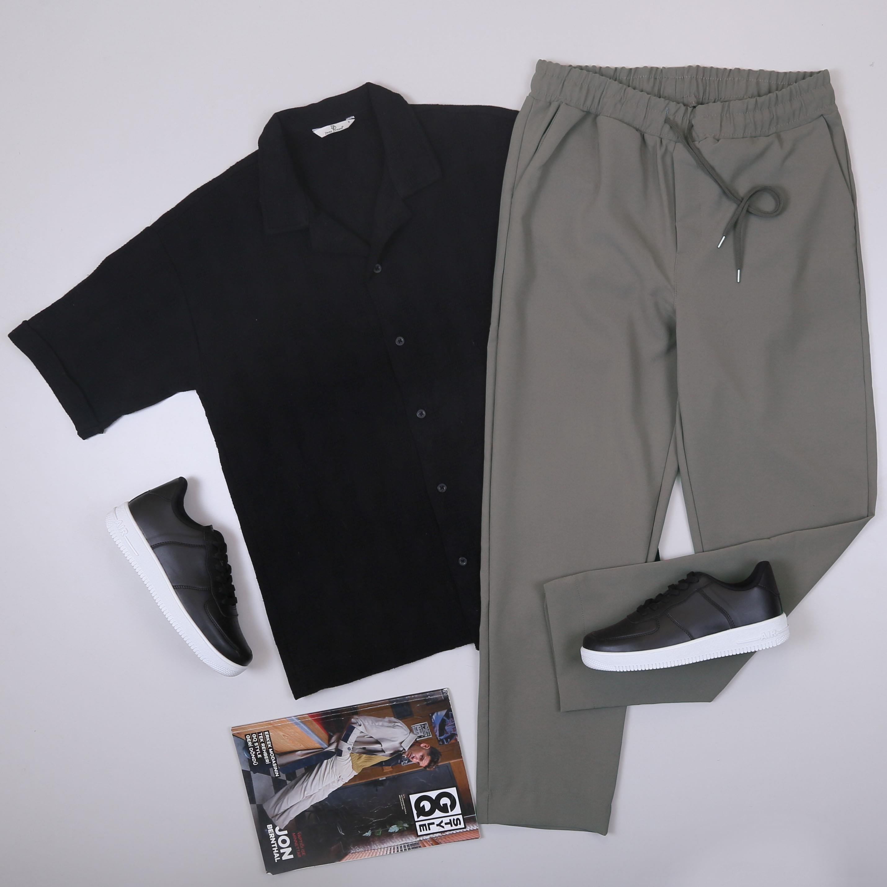 Siyah Kısa Kol Gömlek Pantolon Ayakkabı Kombin