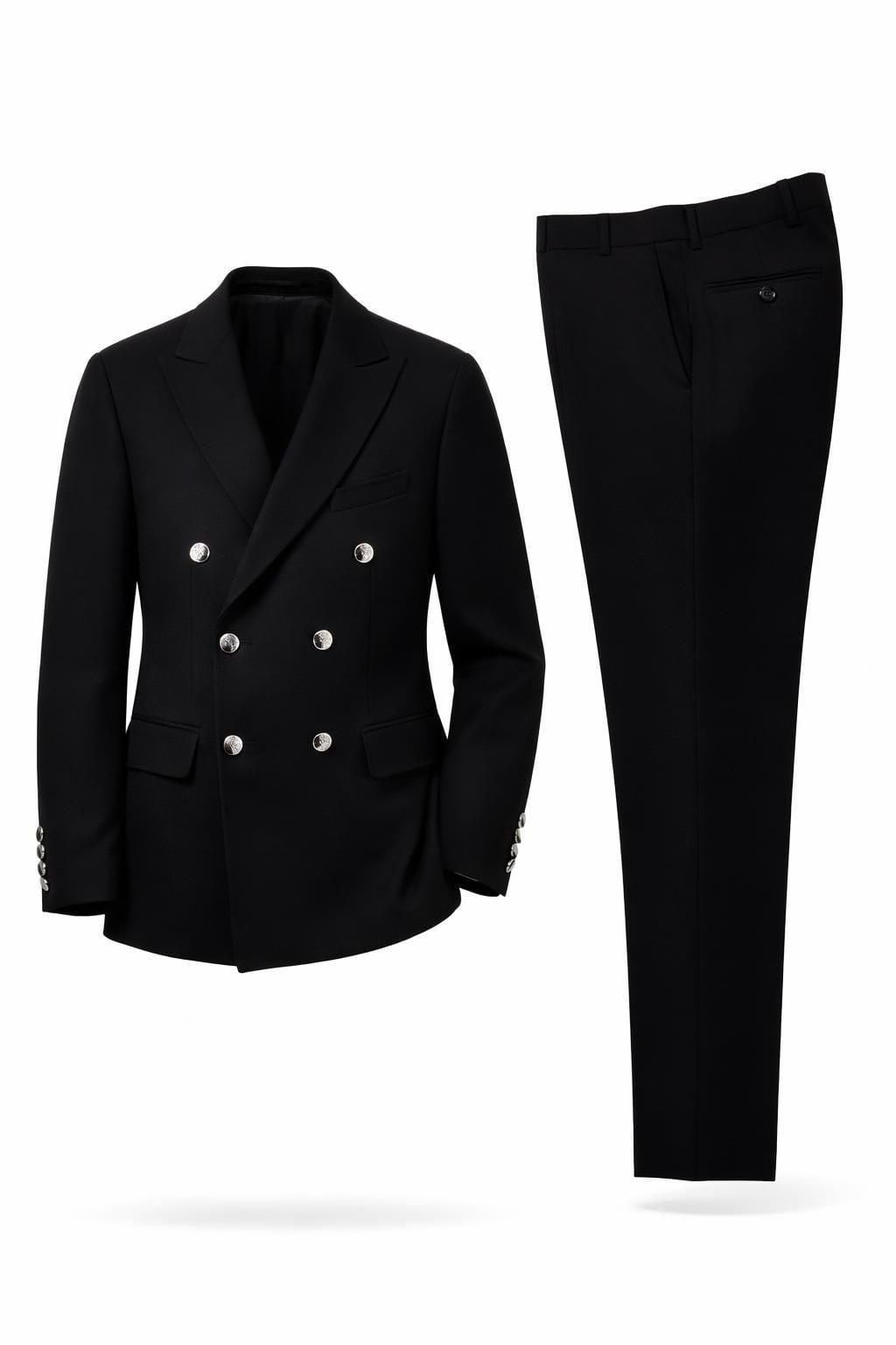 Siyah Kruvaze Ceket  Pantolon Kombini