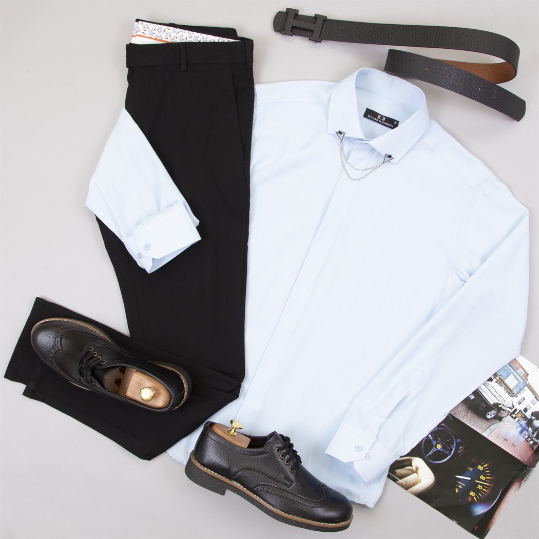 Siyah Kumaş Pantolon Gömlek Ayakkabı Kombin