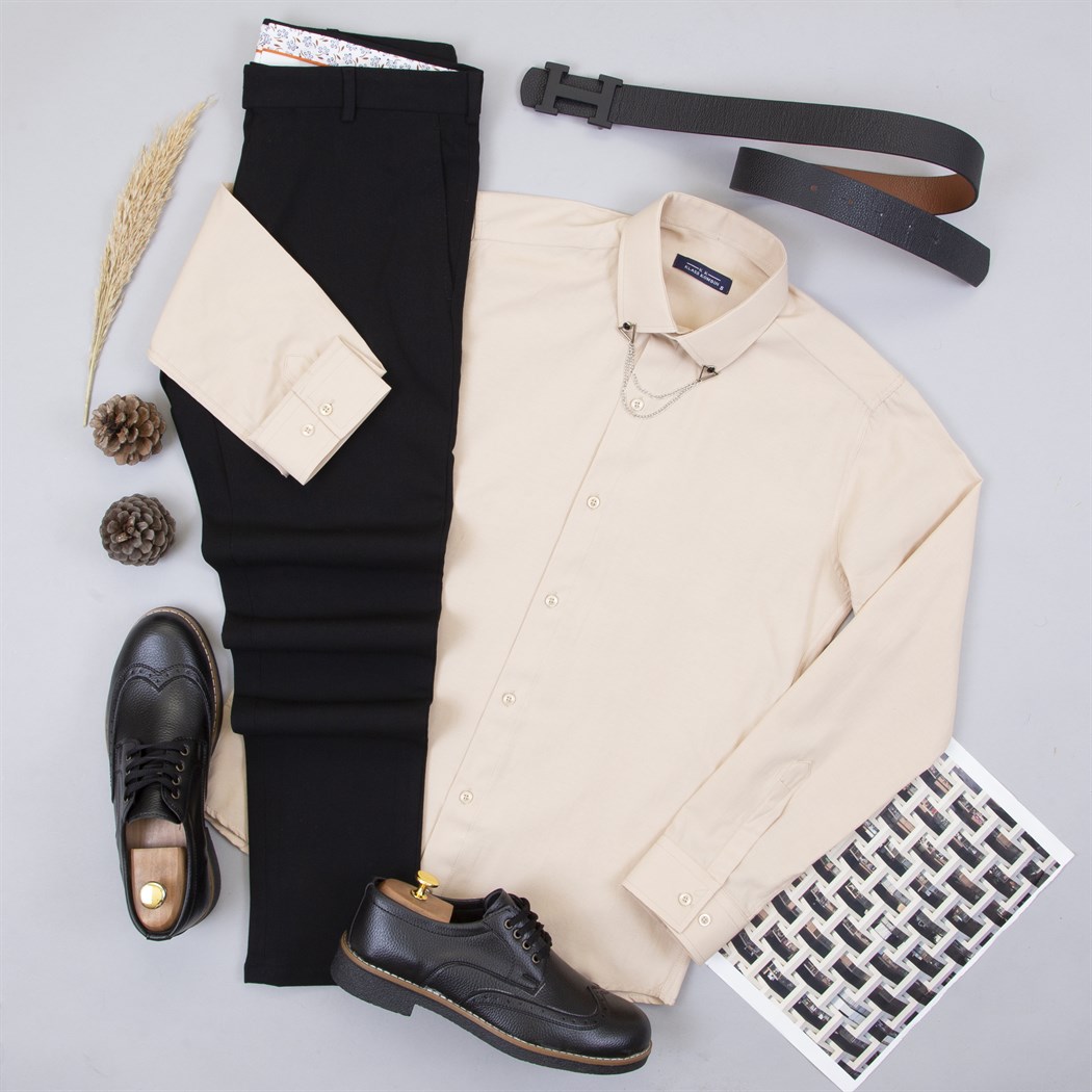 Siyah Kumaş Pantolon Gömlek Ayakkabı Kombin