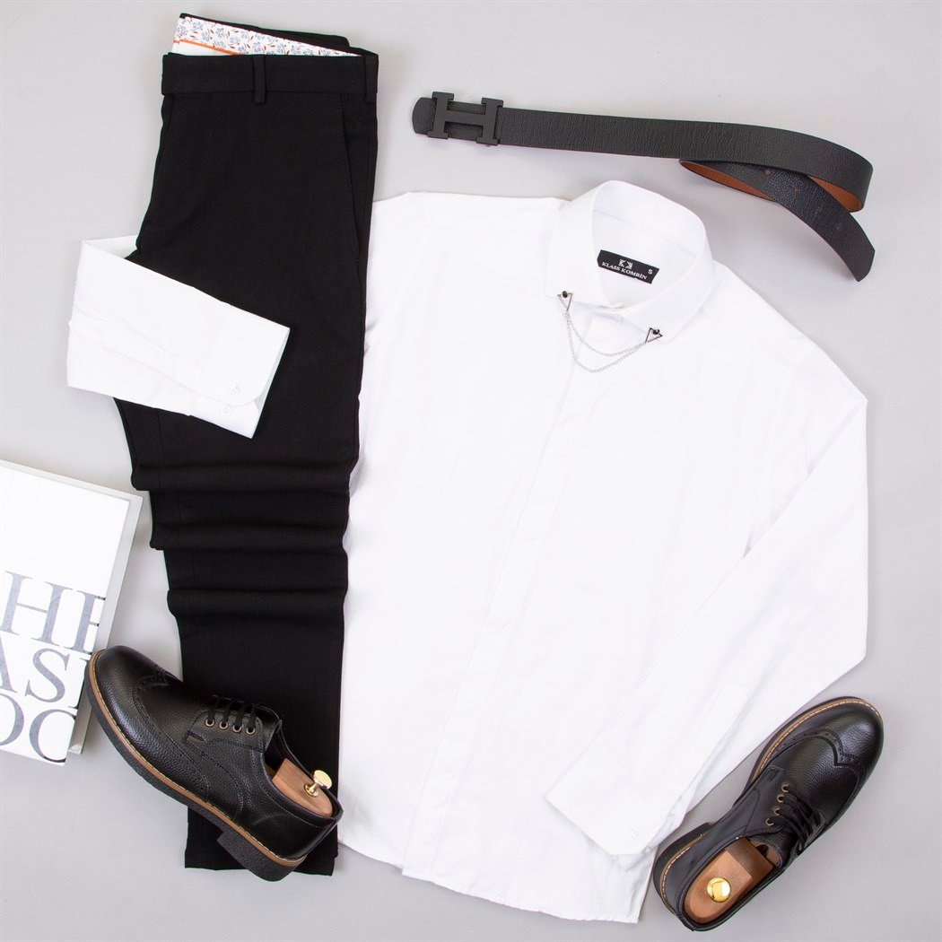 Siyah Kumaş Pantolon Gömlek Ayakkabı Kombin