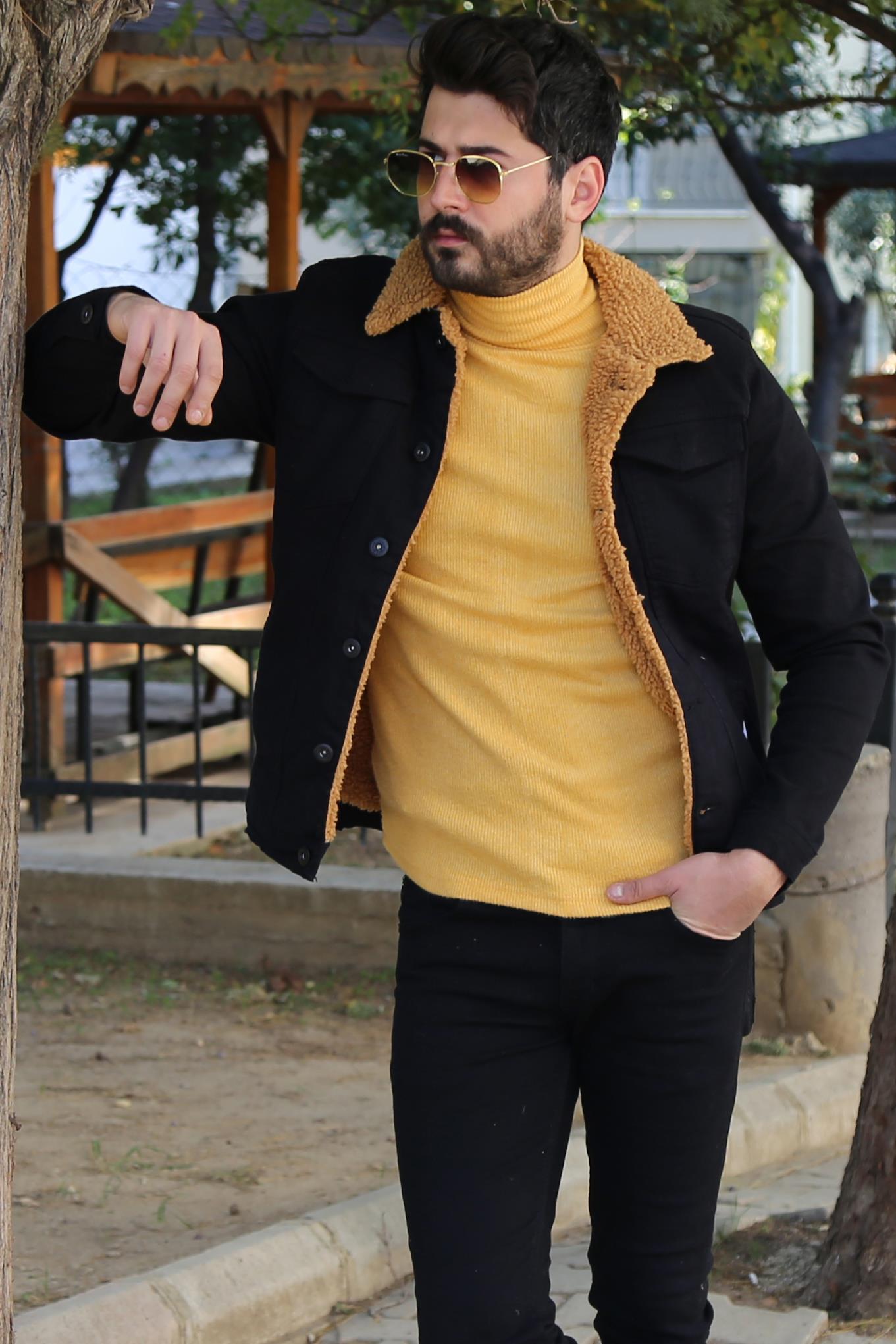 Siyah Kürklü Kot Ceket