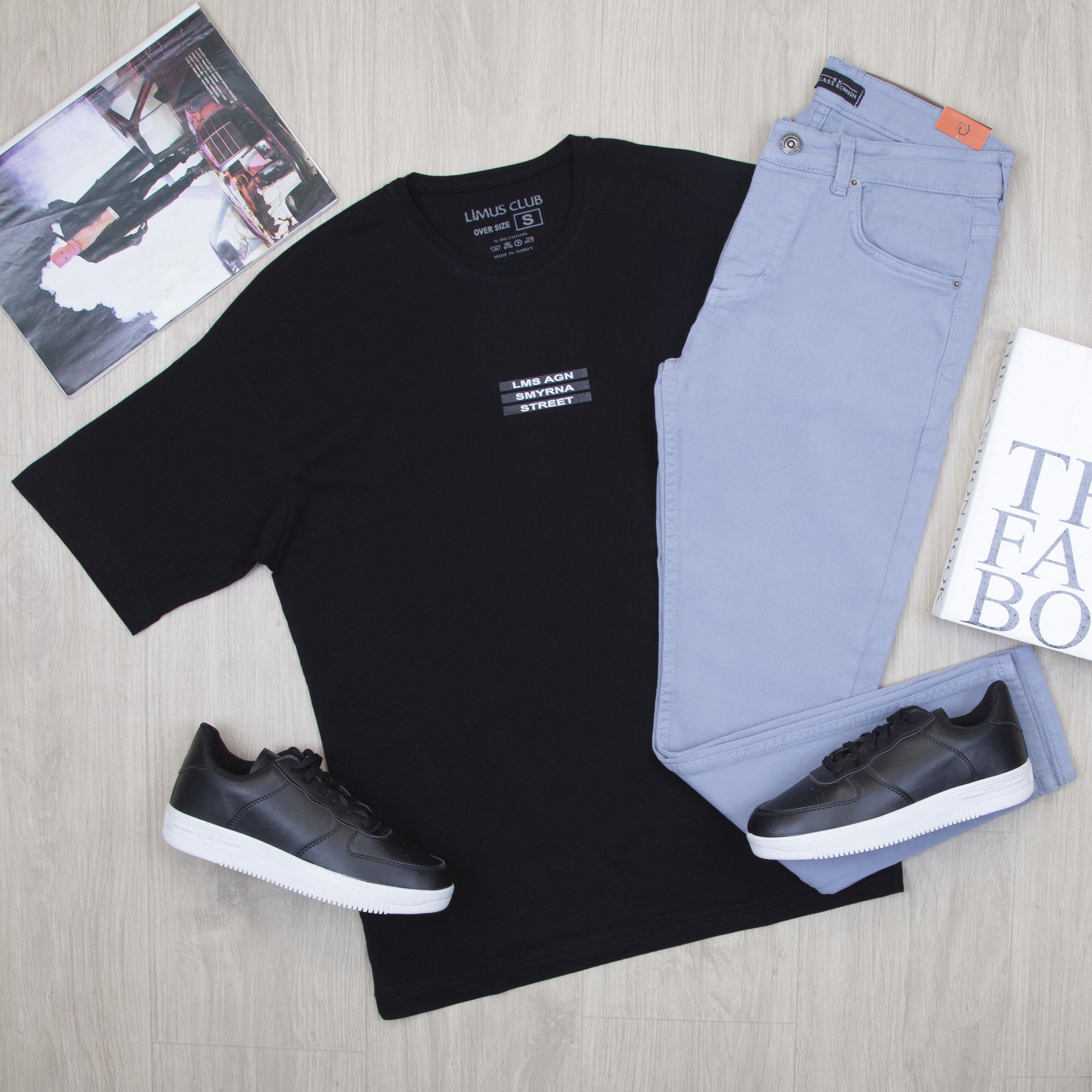 Siyah Oversize Tişört Pantolon Ayakkabı Kombin