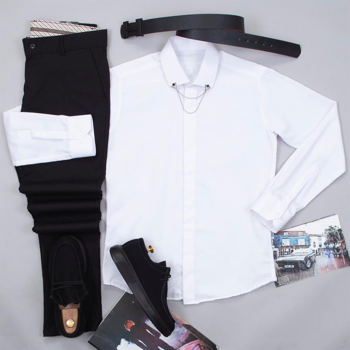 Siyah Pantolon Beyaz Gömlek Ayakkabı Kombin