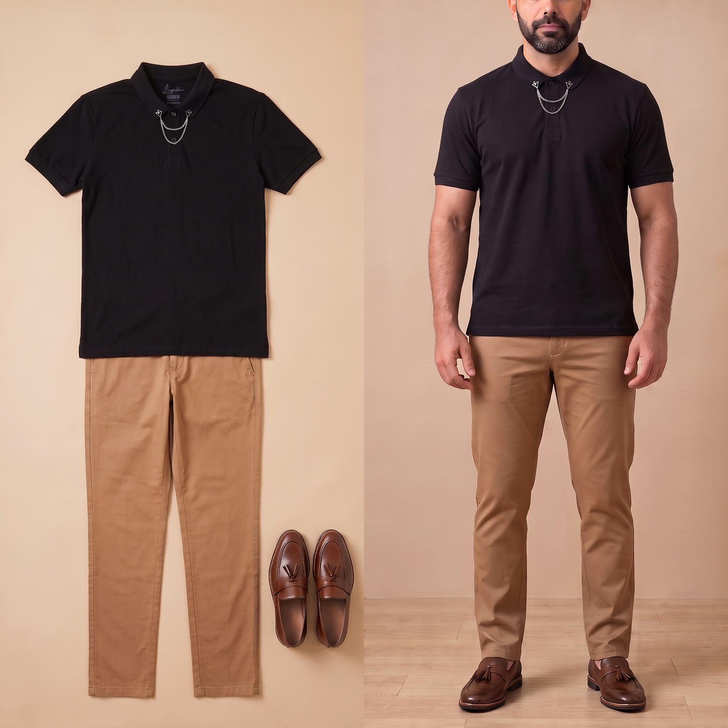 Siyah Polo Yaka Tişört Pantolon Ayakkabı Kombin