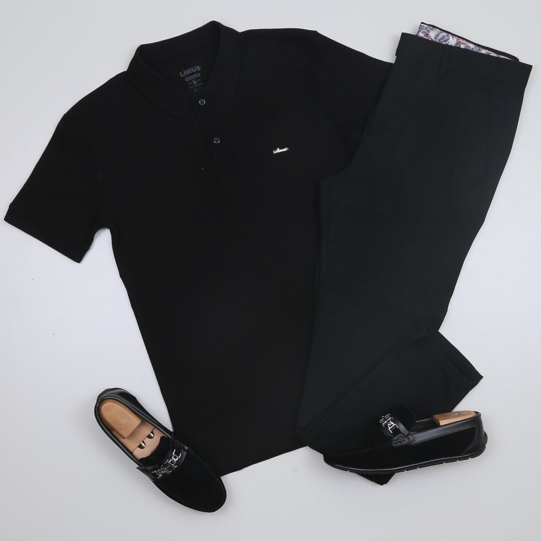 Siyah Polo Yaka Tişört Kot Pantolon Kombini Erkek | Slim Fit Şık Günlük Set