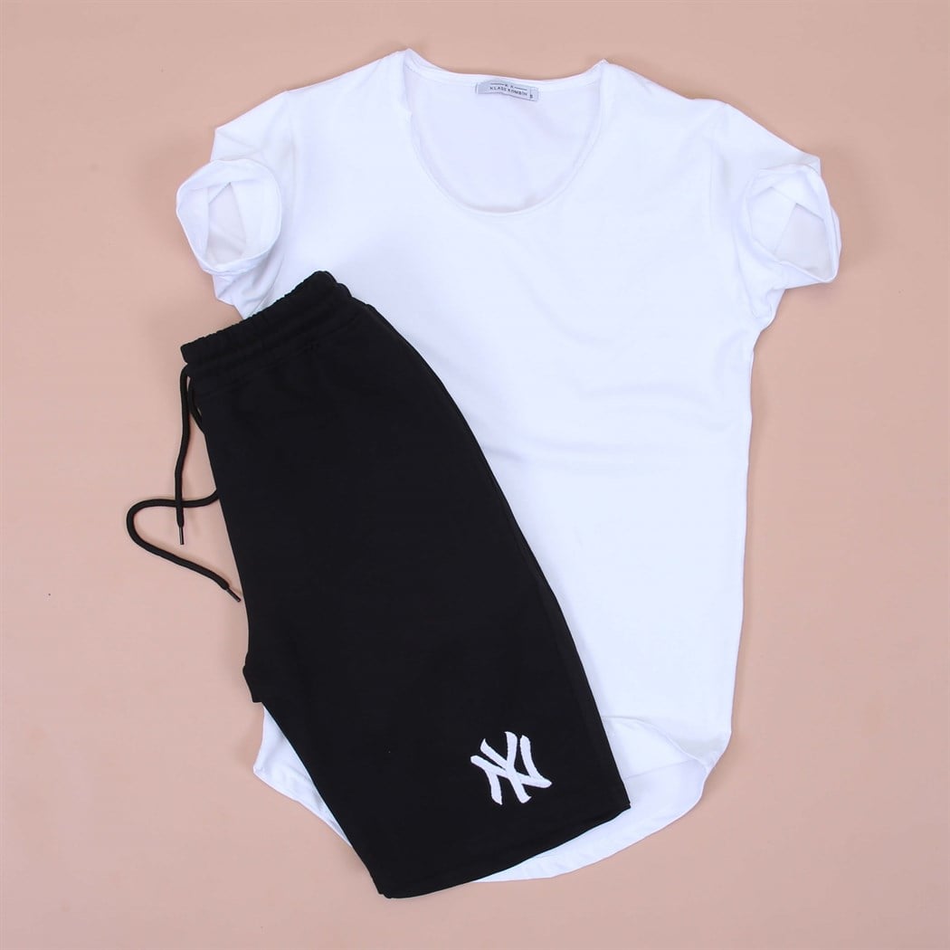 Siyah Short Basic Tshirt kombini