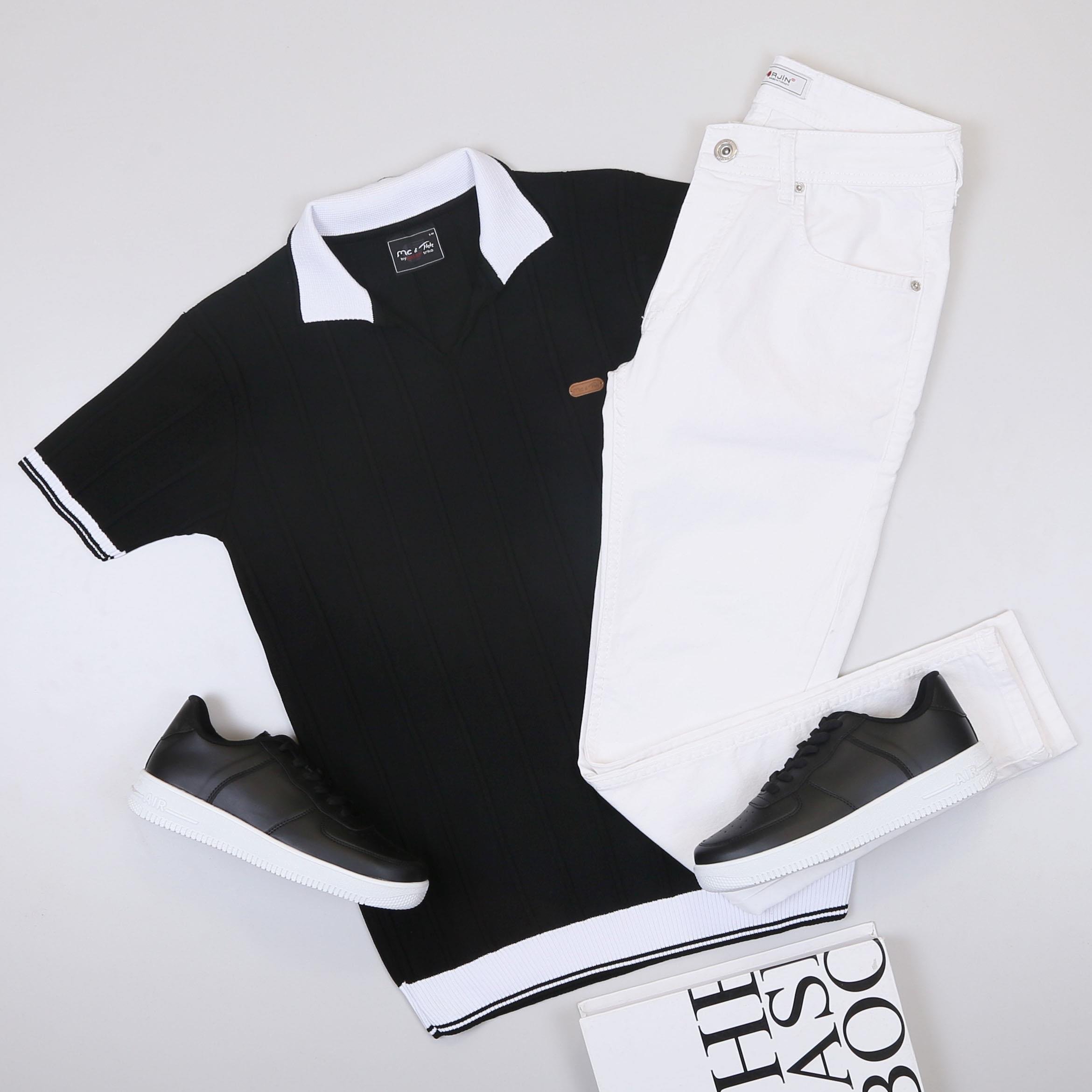 Siyah Triko Tişört Kombini