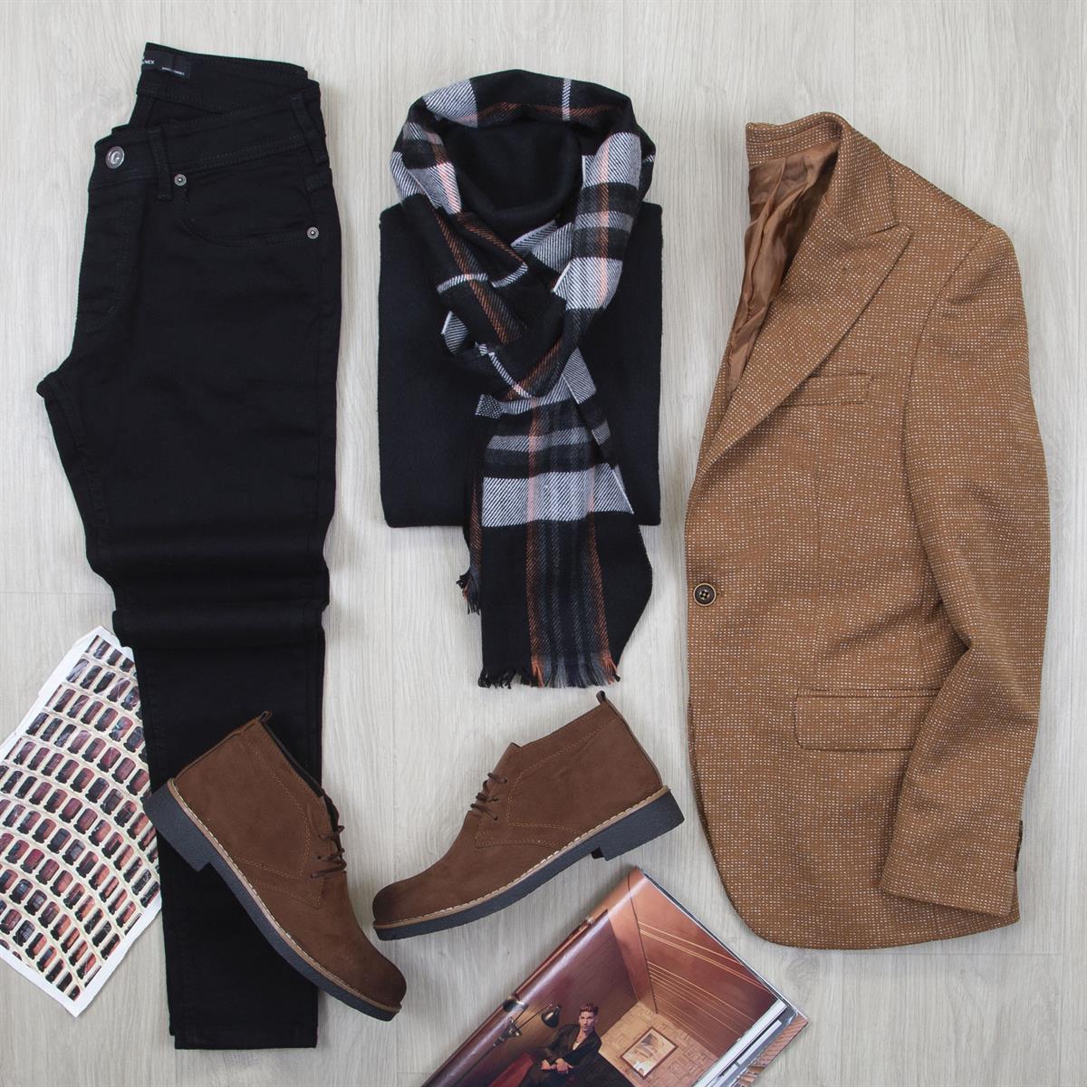 Bordo Blazer Ceket Boğazlı Body Pantolon Bot Kombin