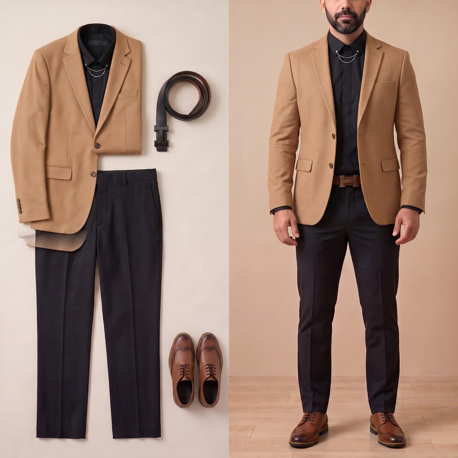 Taba Kırçıllı Blazer Ceket Kombini