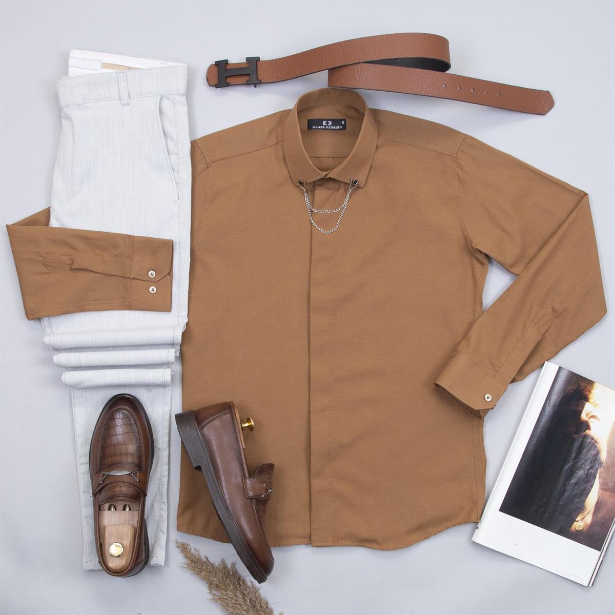 Tarçın Gömlek Pantolon Ayakkabı Kombin