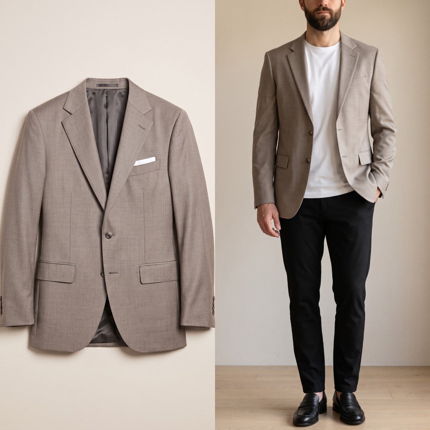 Vizon Blazer Tek Ceket Erkek | Slim Fit İndirimli Blazer