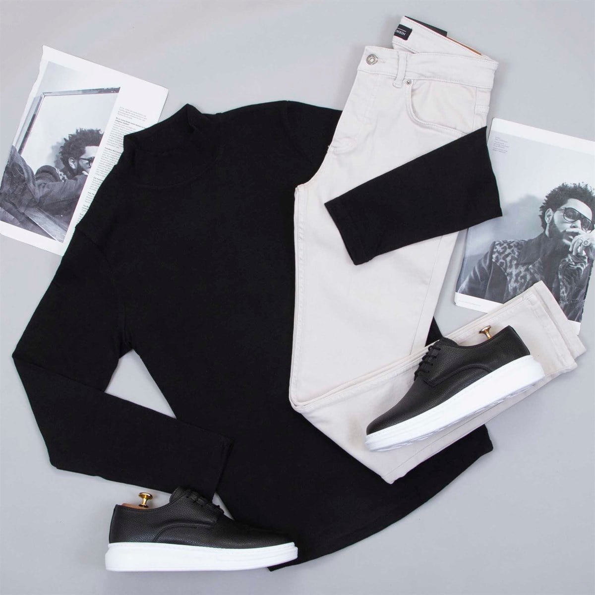 Yarım Boğazlı Body Pantolon Ayakkabı Kombin