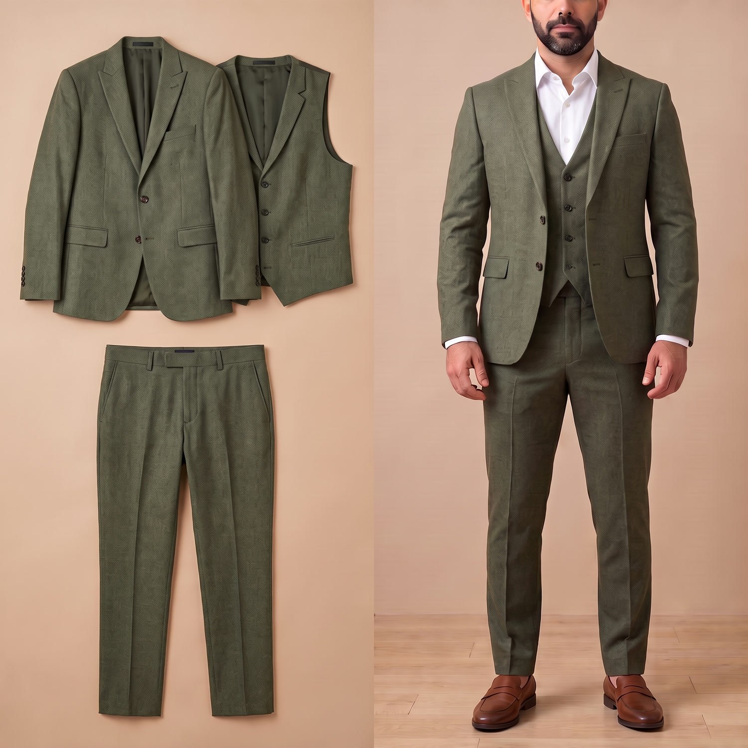 Yelek Ceket Pantolon 3'lü Set