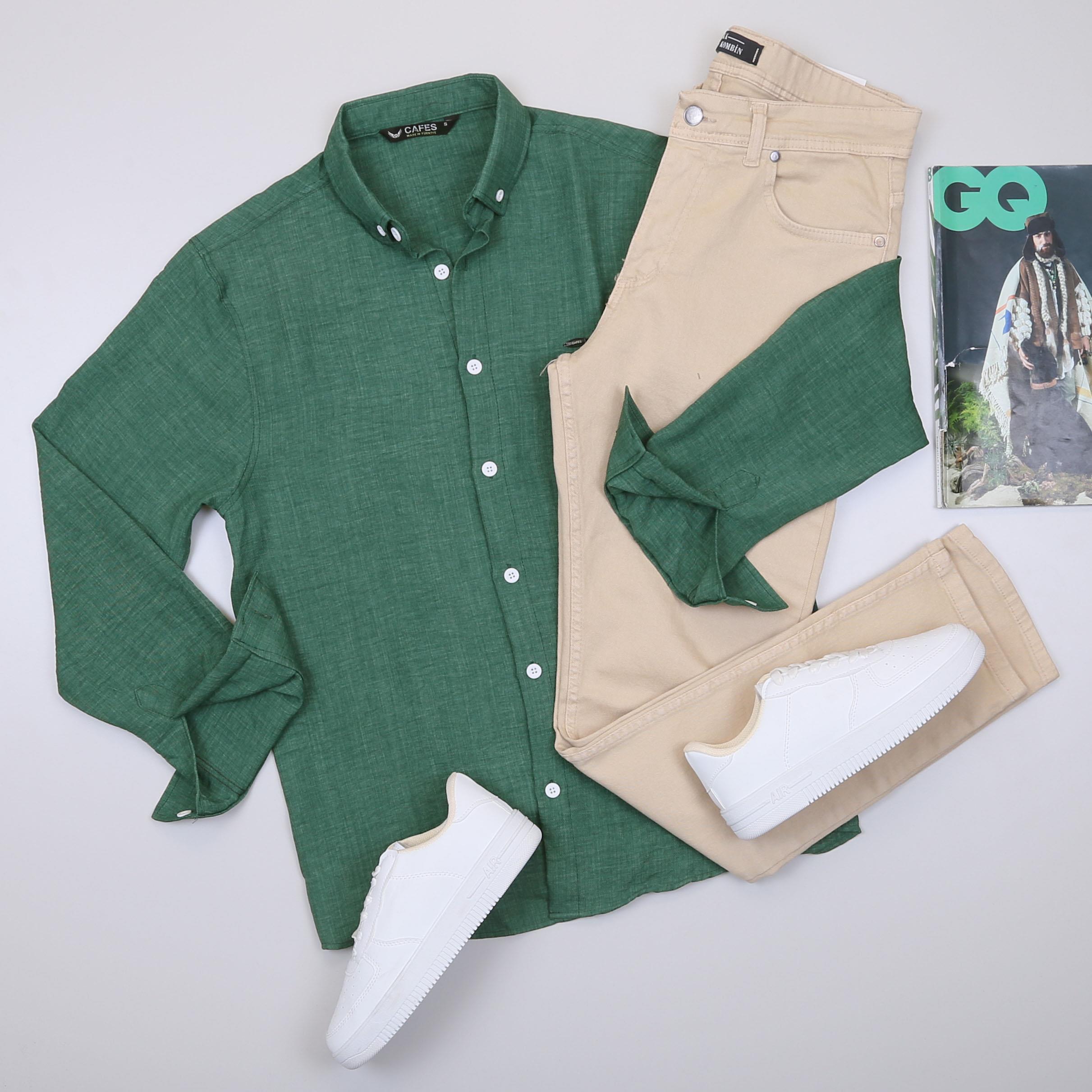 Yeşil Gömlek Pantolon Ayakkabı Kombin