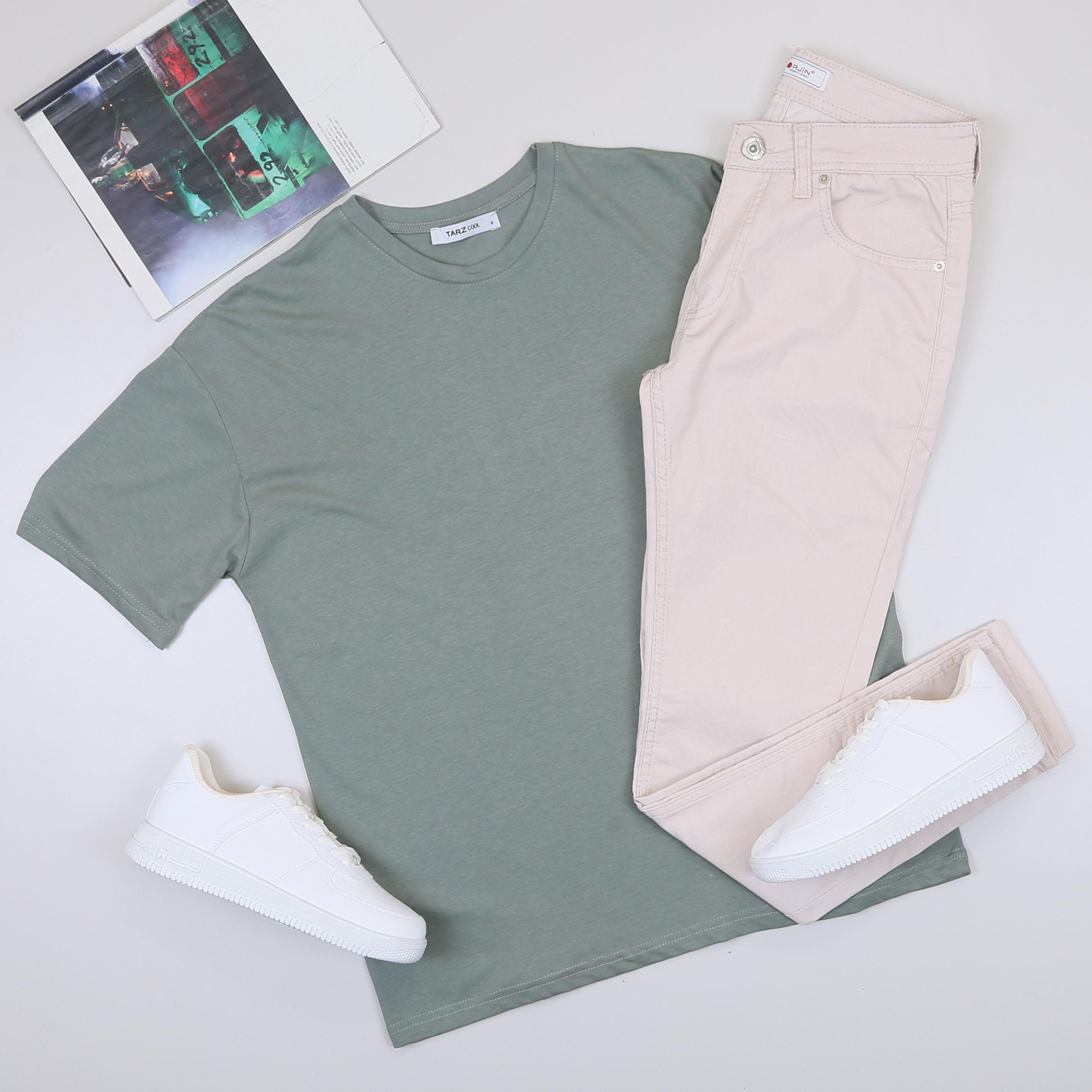 Yeşil Oversize Tişört Pantolon Ayakkabı Kombin