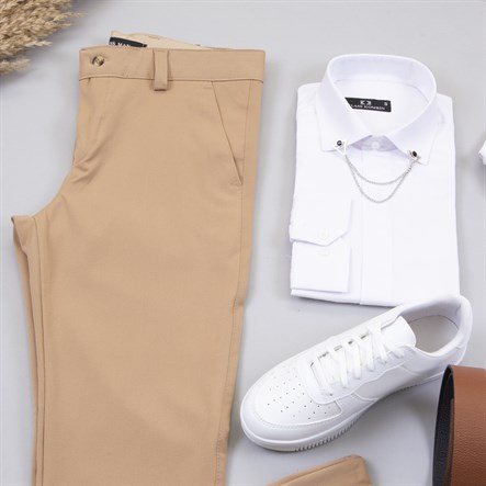 Beyaz Gömlek  Kumaş Pantolon Ayakkabı Kombin