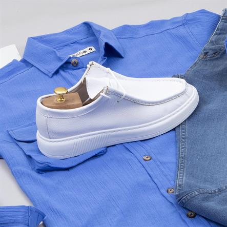 Mavi Spor Gömlek Pantolon Ayakkabı Kombin
