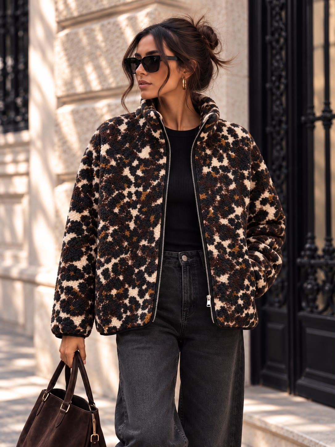 Leopar Desen Teddy Ceket