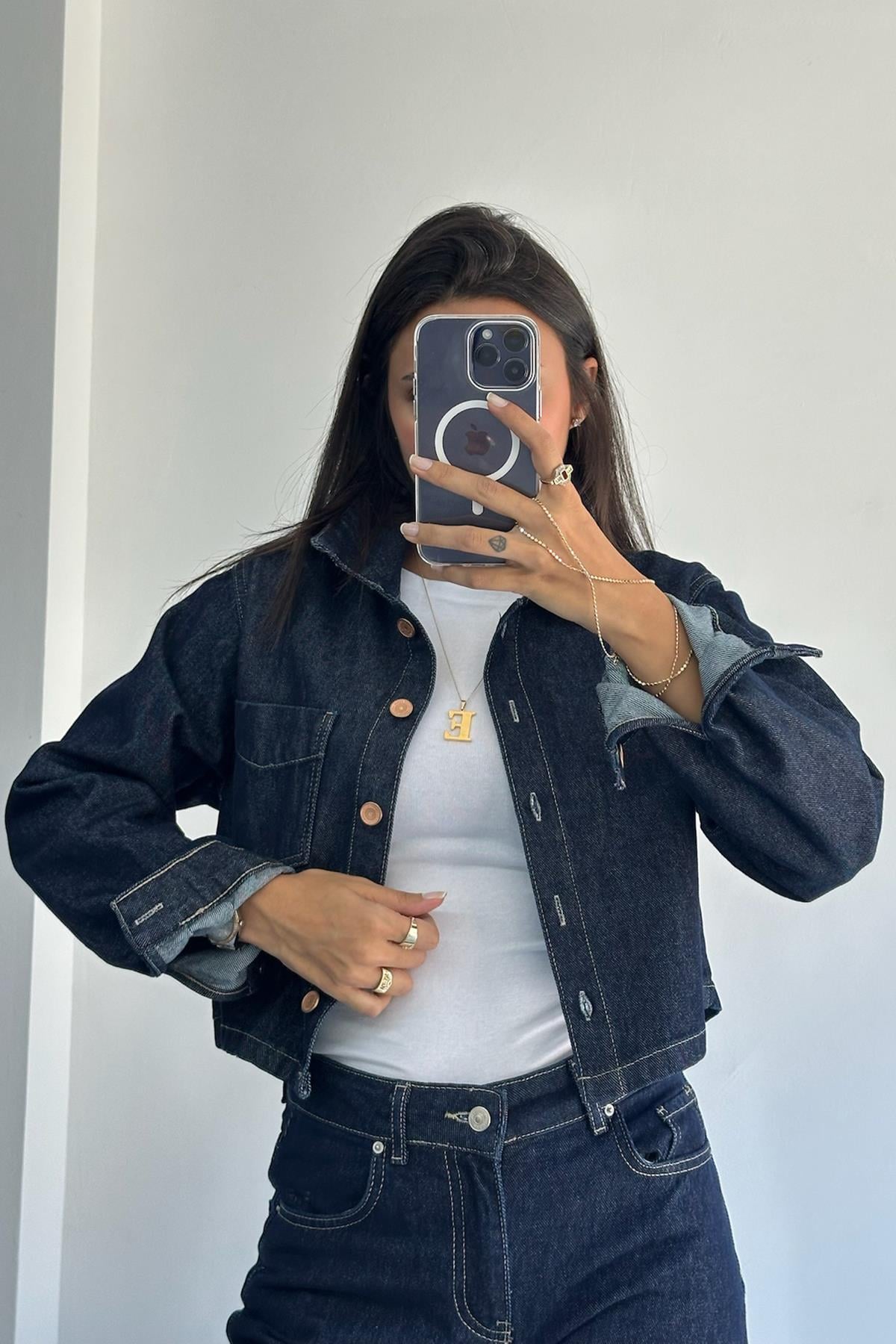 Rins Yıkama Crop Gömlek